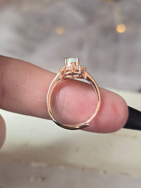 Ethiopian Opal Adustable Ring | Rose Gold Plated Over 925 (#2)