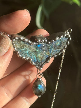 Labradorite Death Moth & Labradorite Dangle