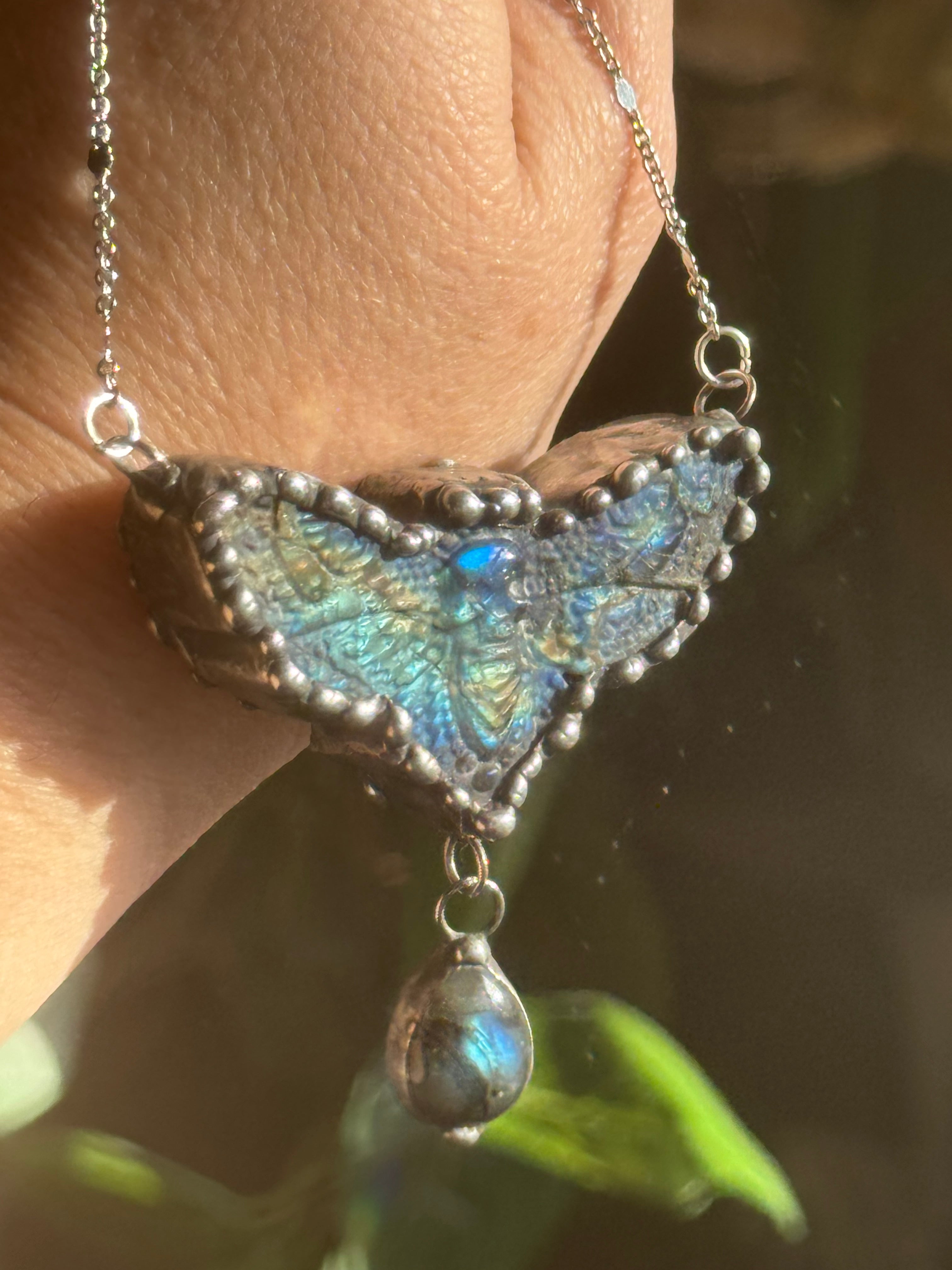 Labradorite Death Moth & Labradorite Dangle