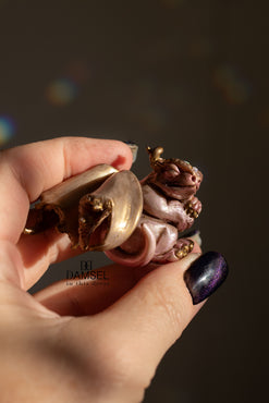 Lavenderite Baby Mini Dragon With Moss & Geode Bed