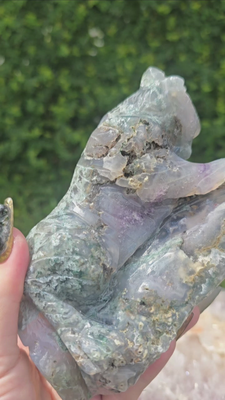 Moss Agate & Amethyst Tiger