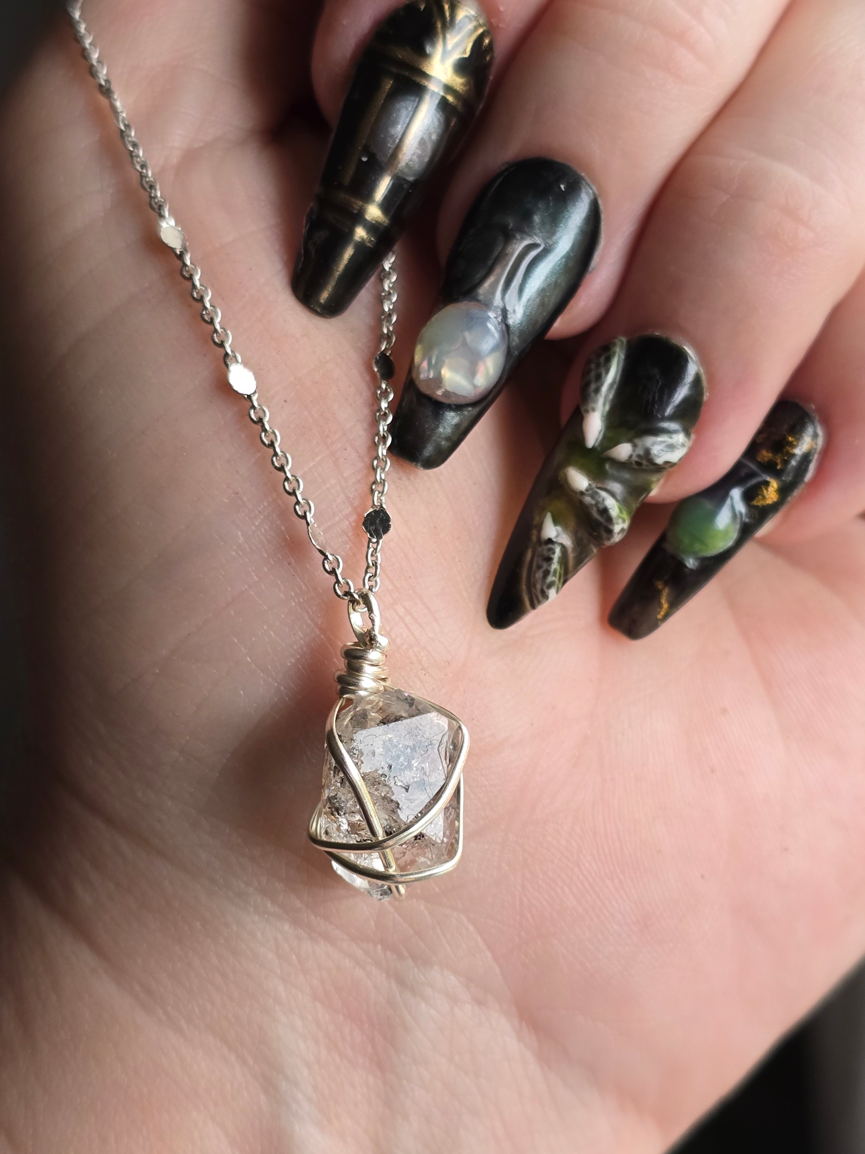 Pakimer Diamond Necklace with black inclusions