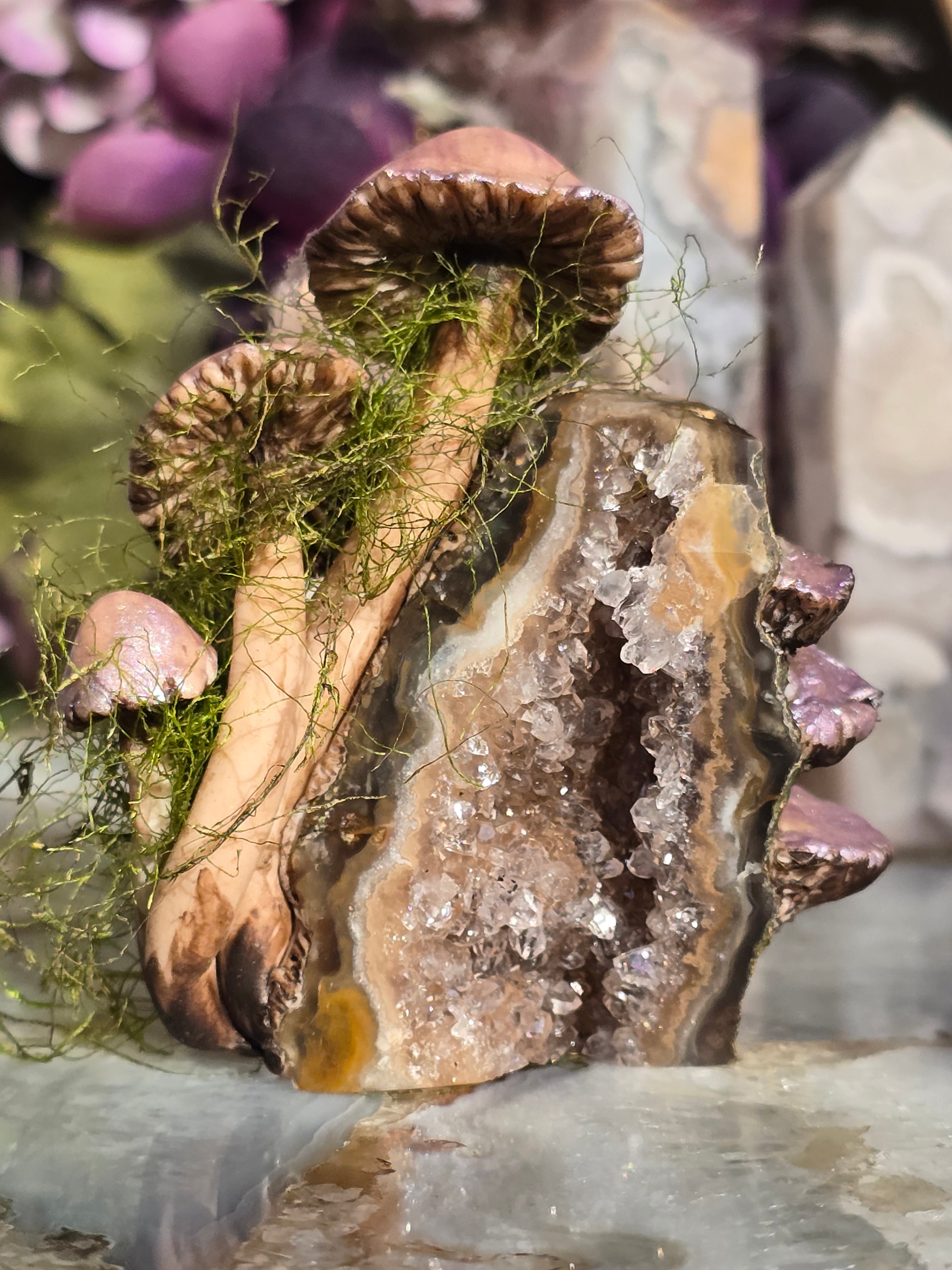 Rainbow Amethyst Mushroom Sculpture