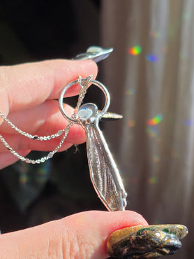 Insect Wing & Australian Opal Necklace