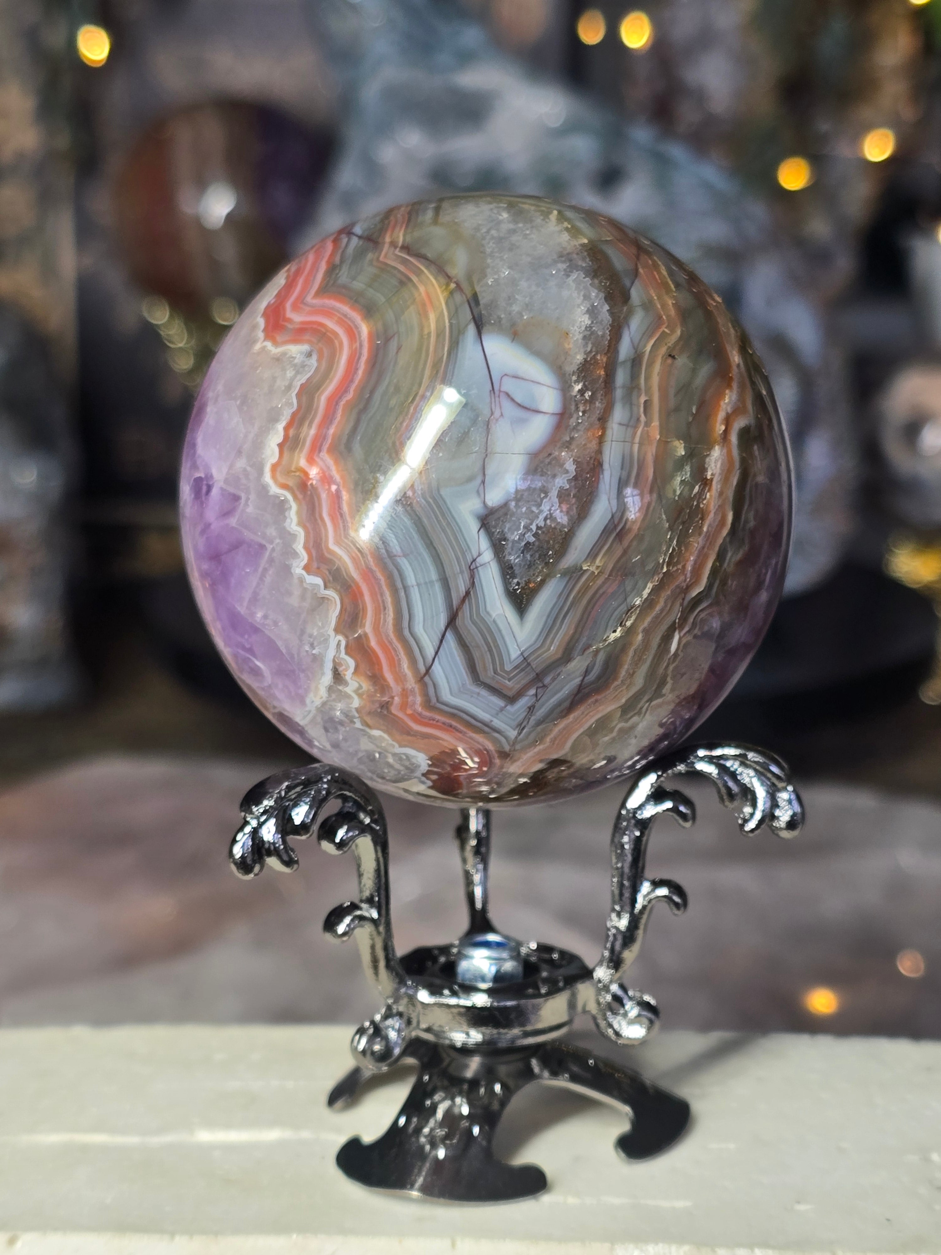 Amethyst & Mexican Agate Sphere #3