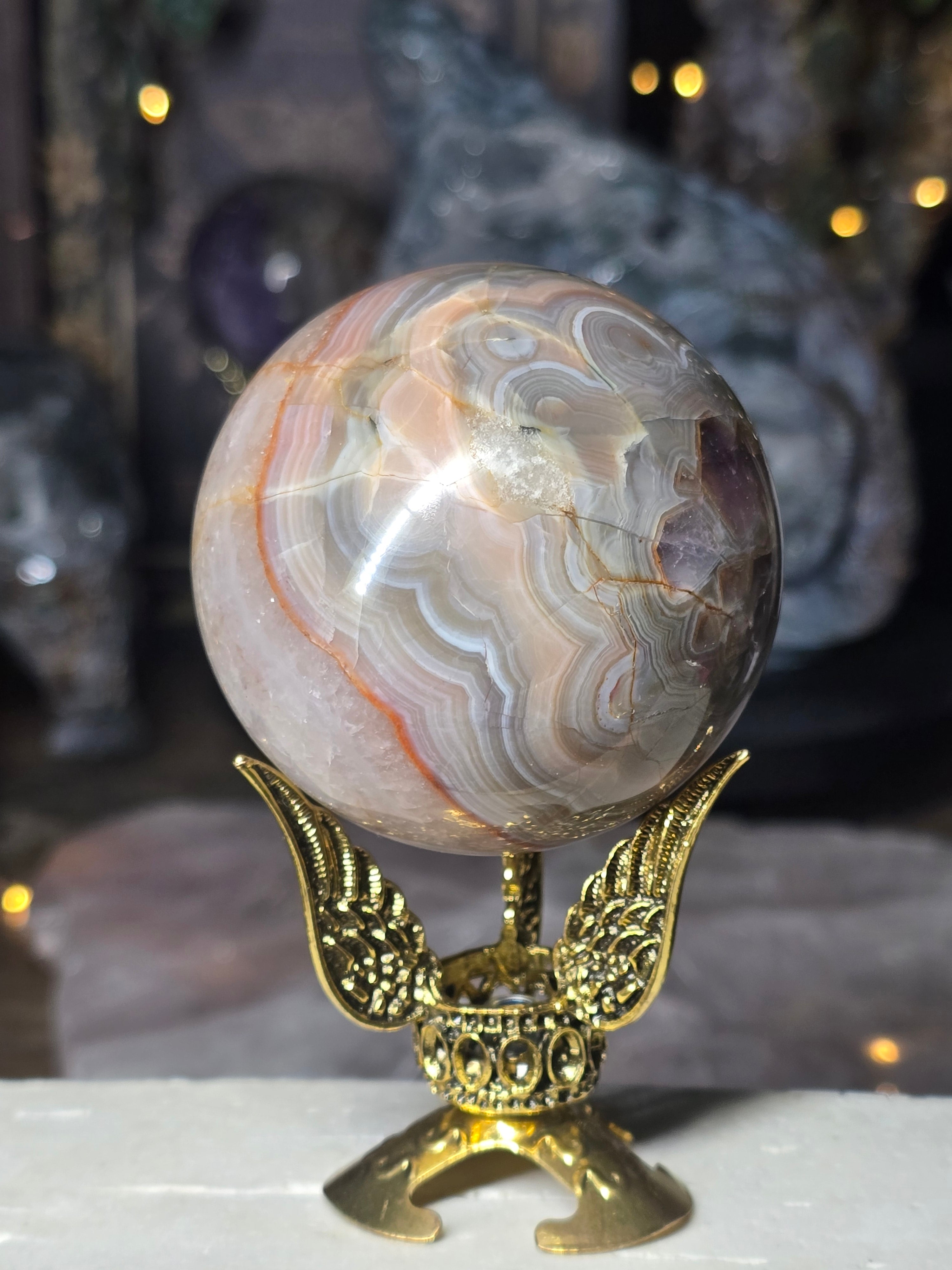 Amethyst & Mexican Agate Sphere #9