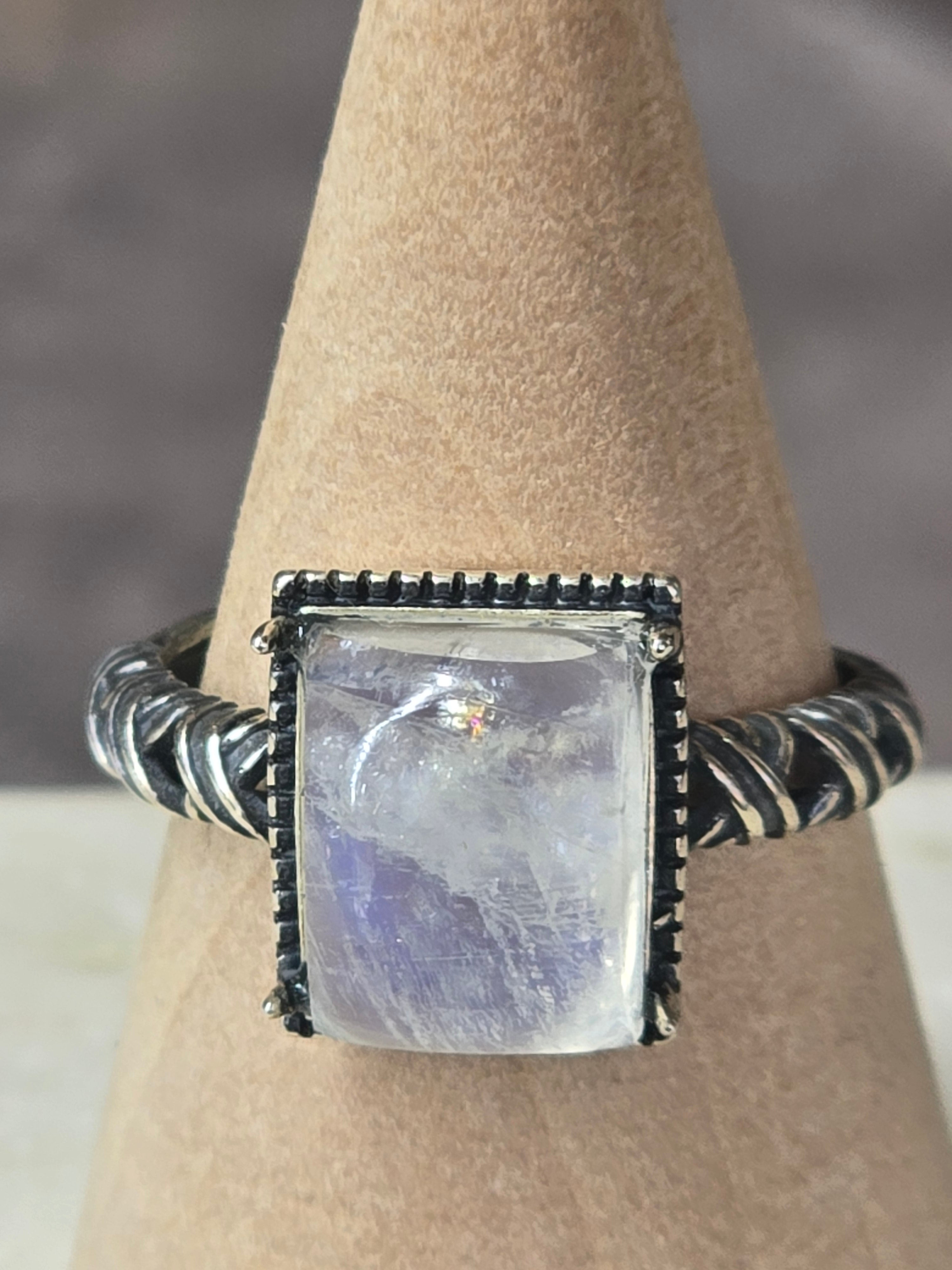 White Moonstone Adustable Ring | Sterling Silver