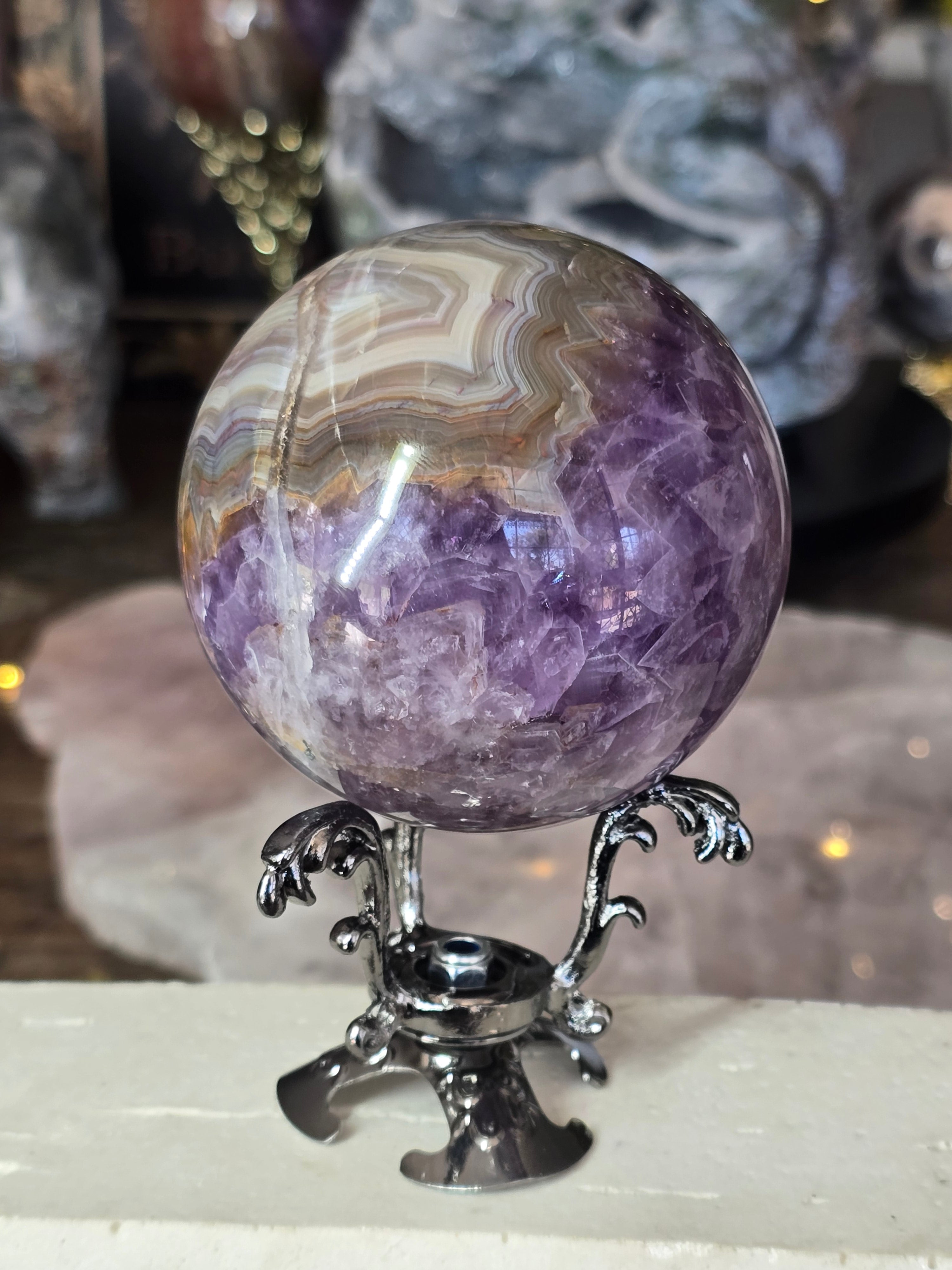 Amethyst & Mexican Agate Sphere #1