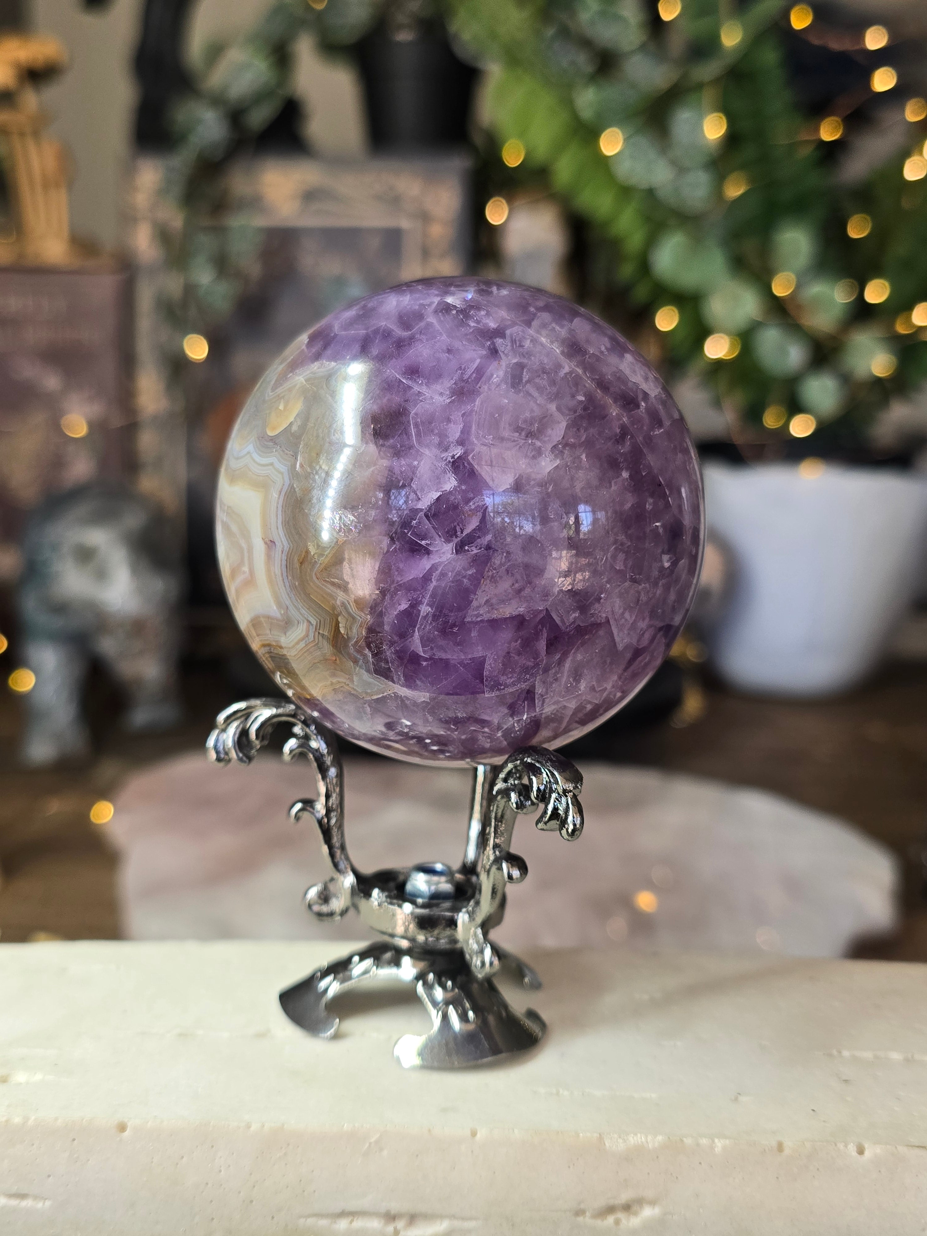 Amethyst & Mexican Agate Sphere #1