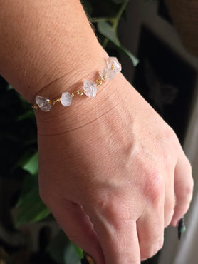 Herkimer Diamond Adjustable Bracelet | Gold