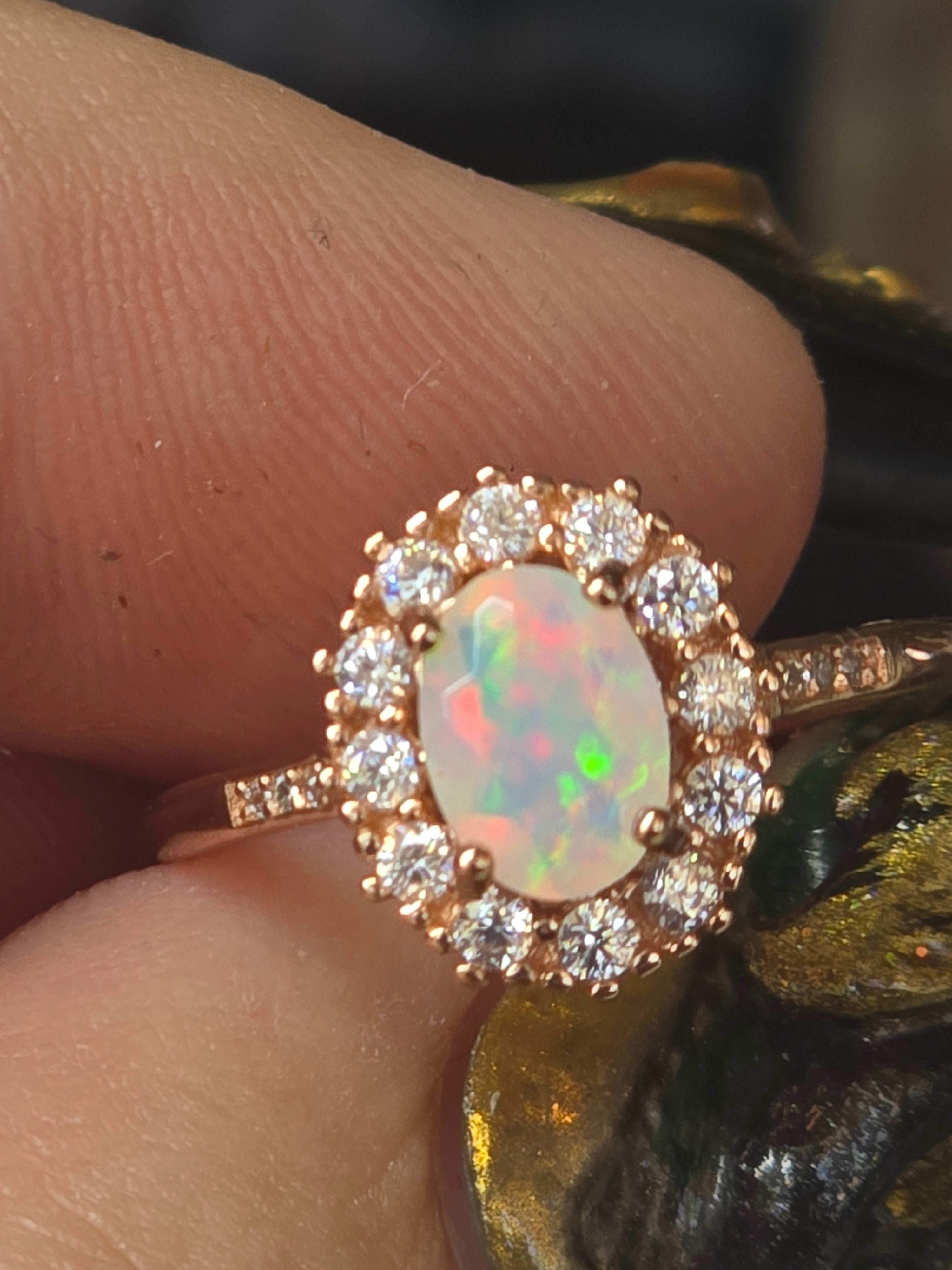 Ethiopian Opal Adustable Ring | Rose Gold Plated Over 925 (#1)