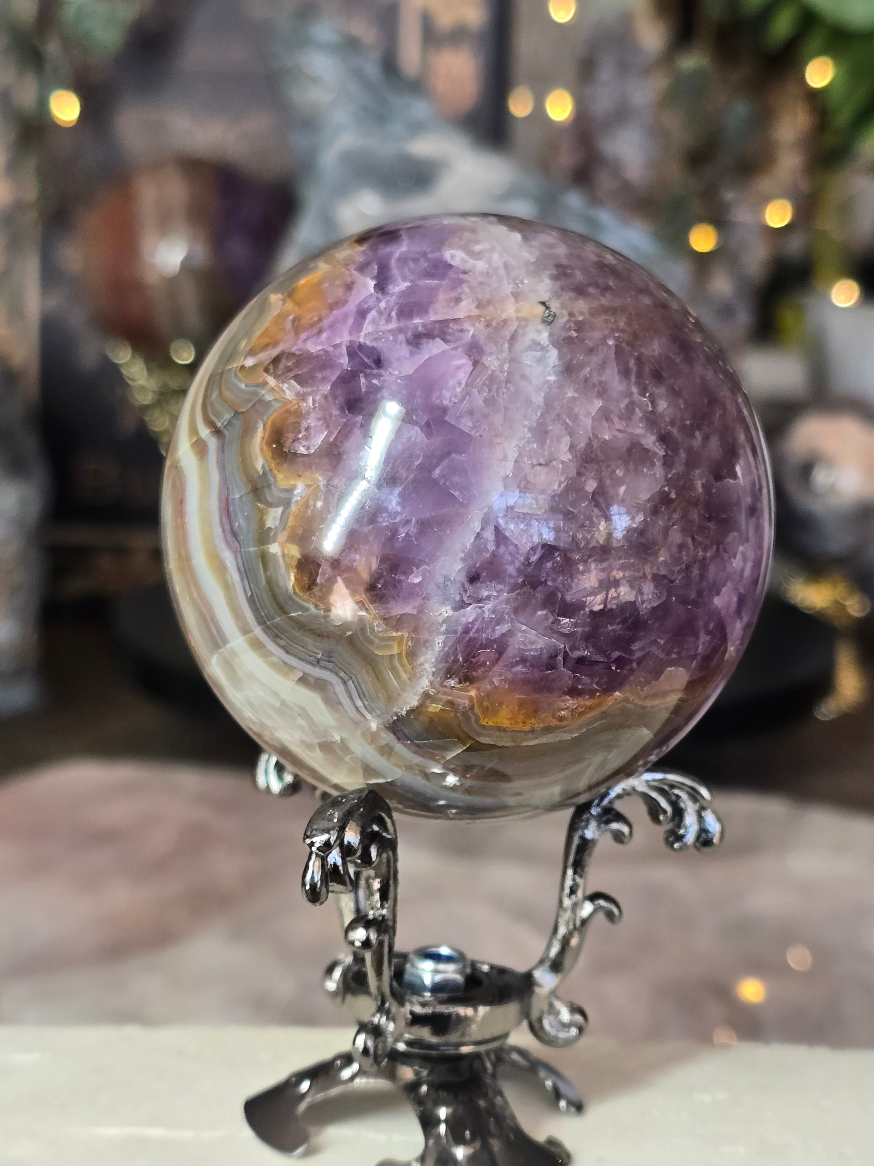 Amethyst & Mexican Agate Sphere #1