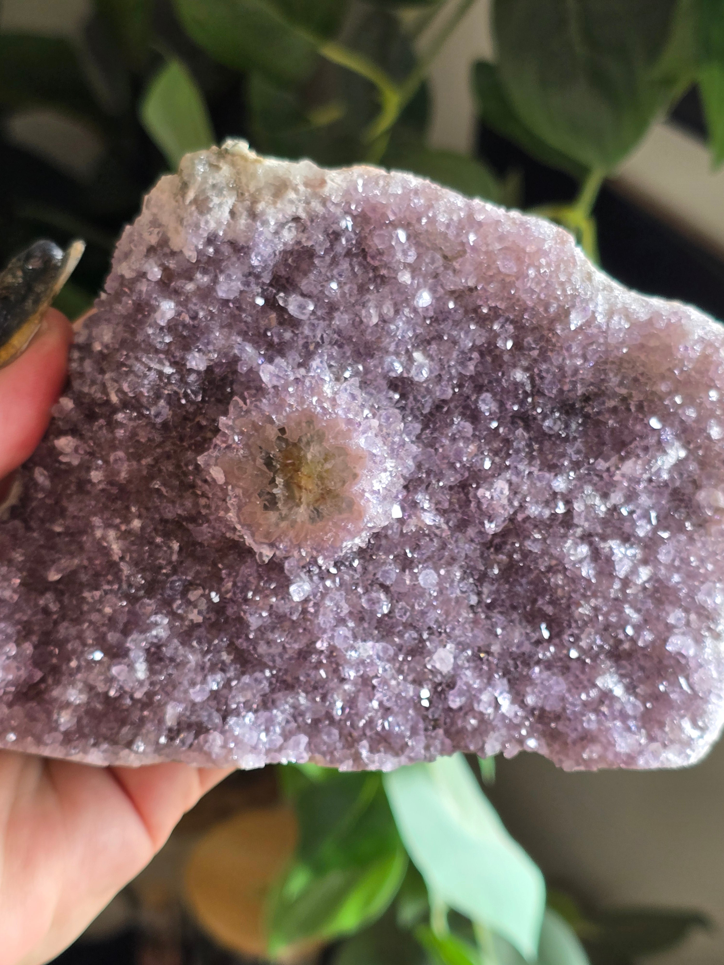 Rare Rainbow Amethyst Cluster With Polished Stalactite Flower