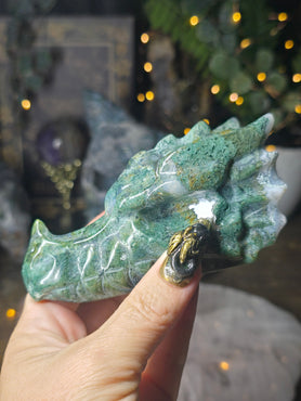 Moss Agate Dragon Head #3