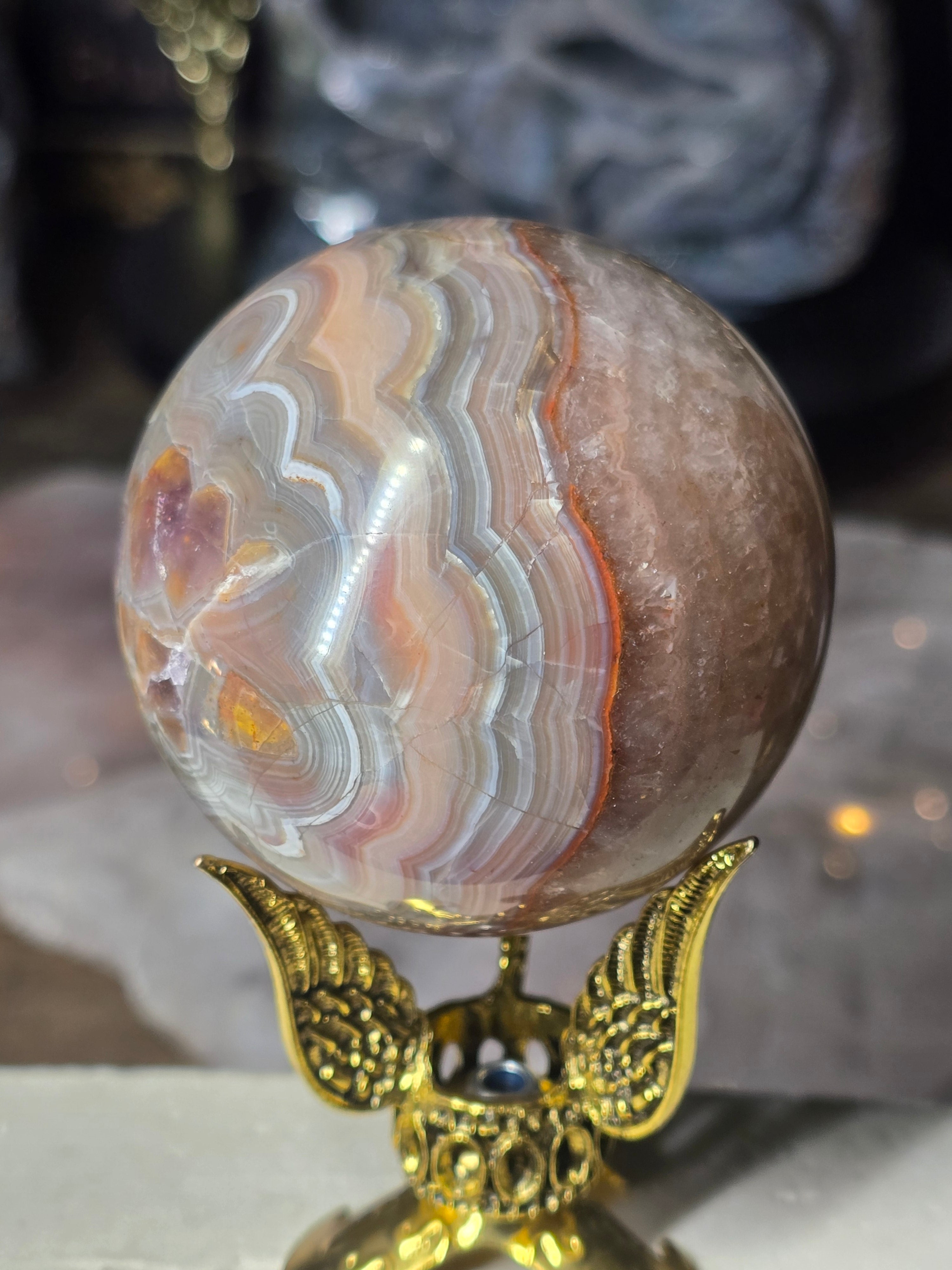 Amethyst & Mexican Agate Sphere #9