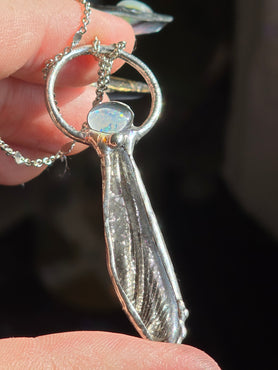 Insect Wing & Australian Opal Necklace