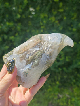 Moss Agate Eagle Head