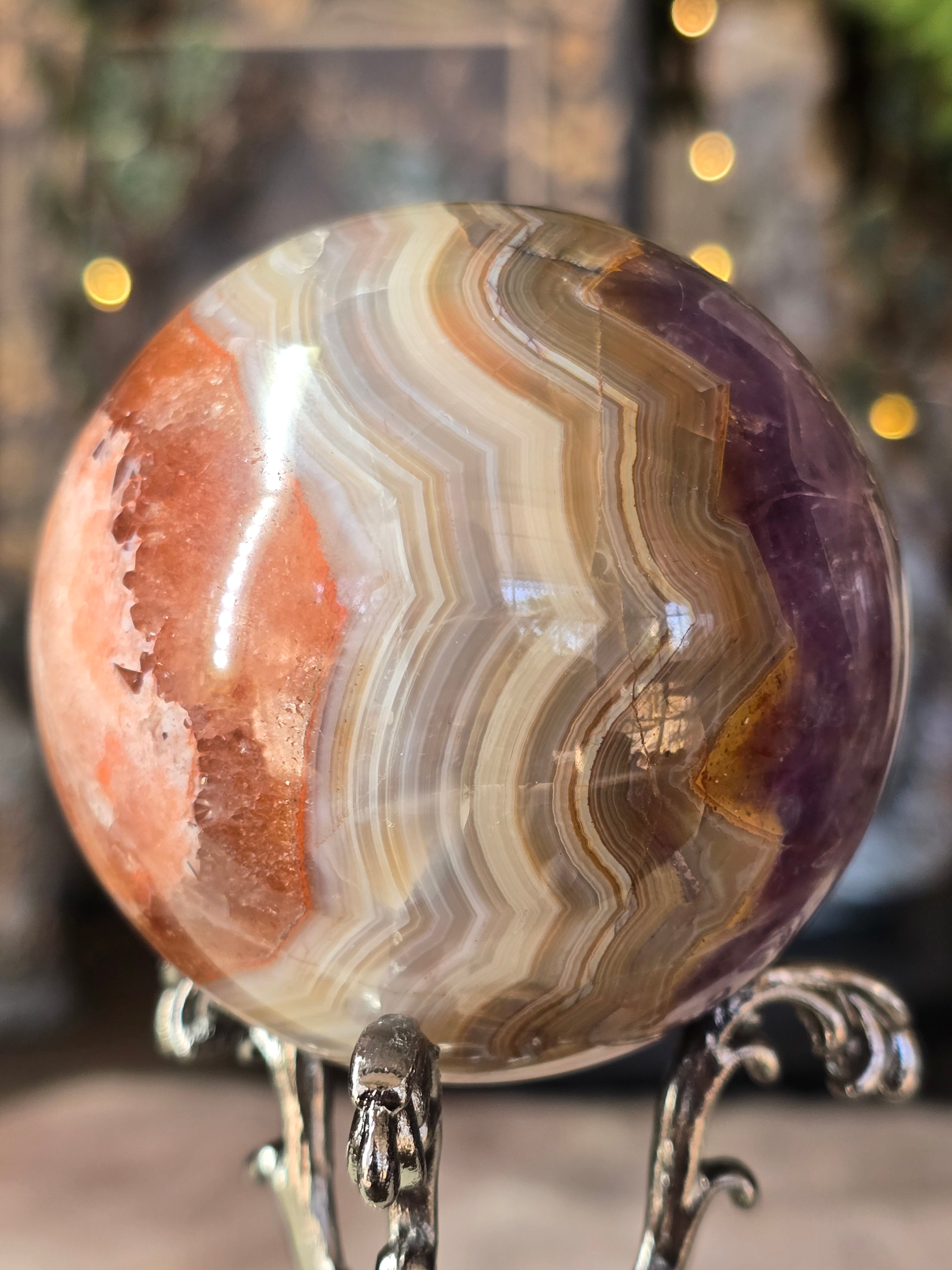 Amethyst & Mexican Agate Sphere #2