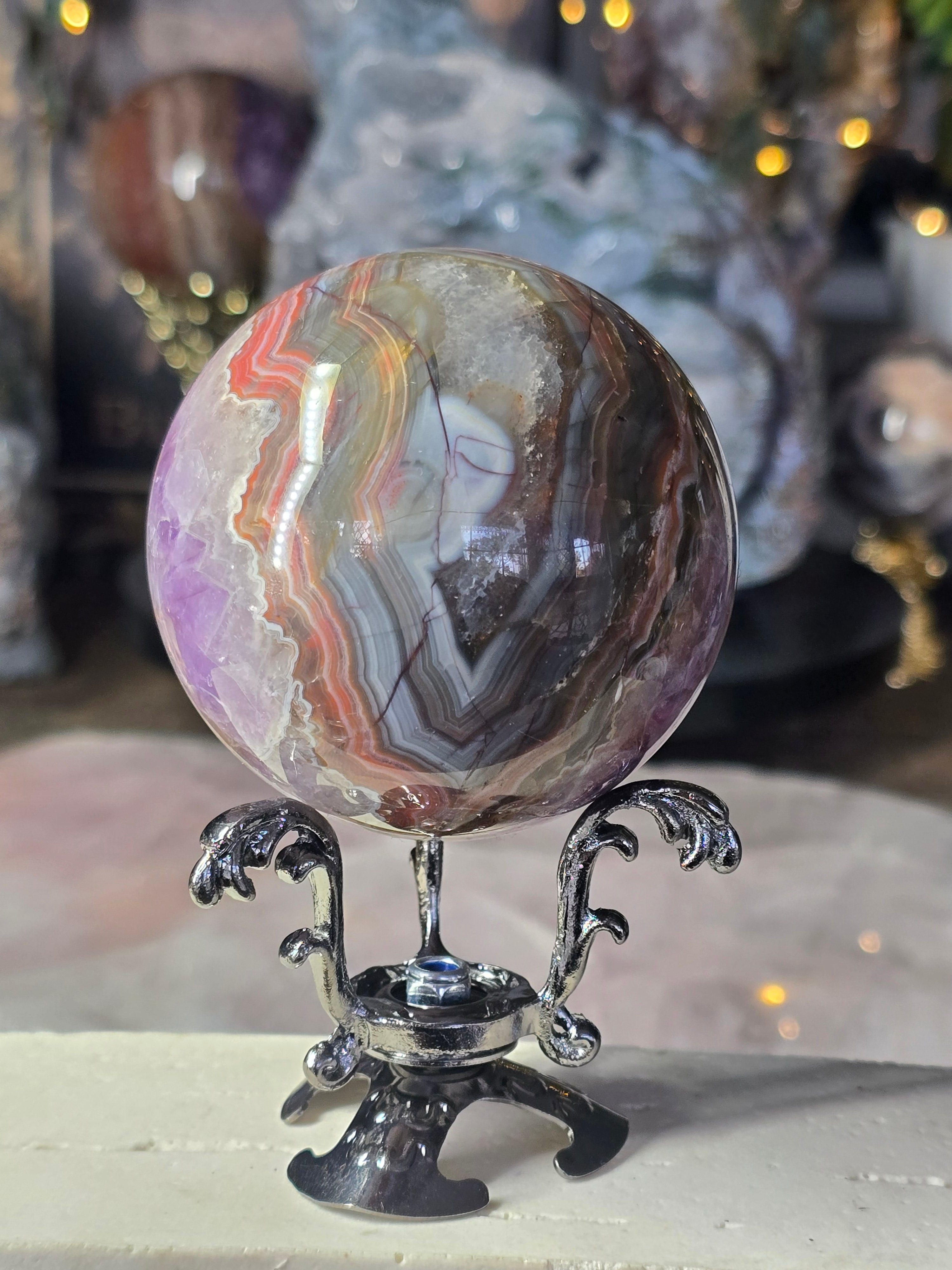 Amethyst & Mexican Agate Sphere #3