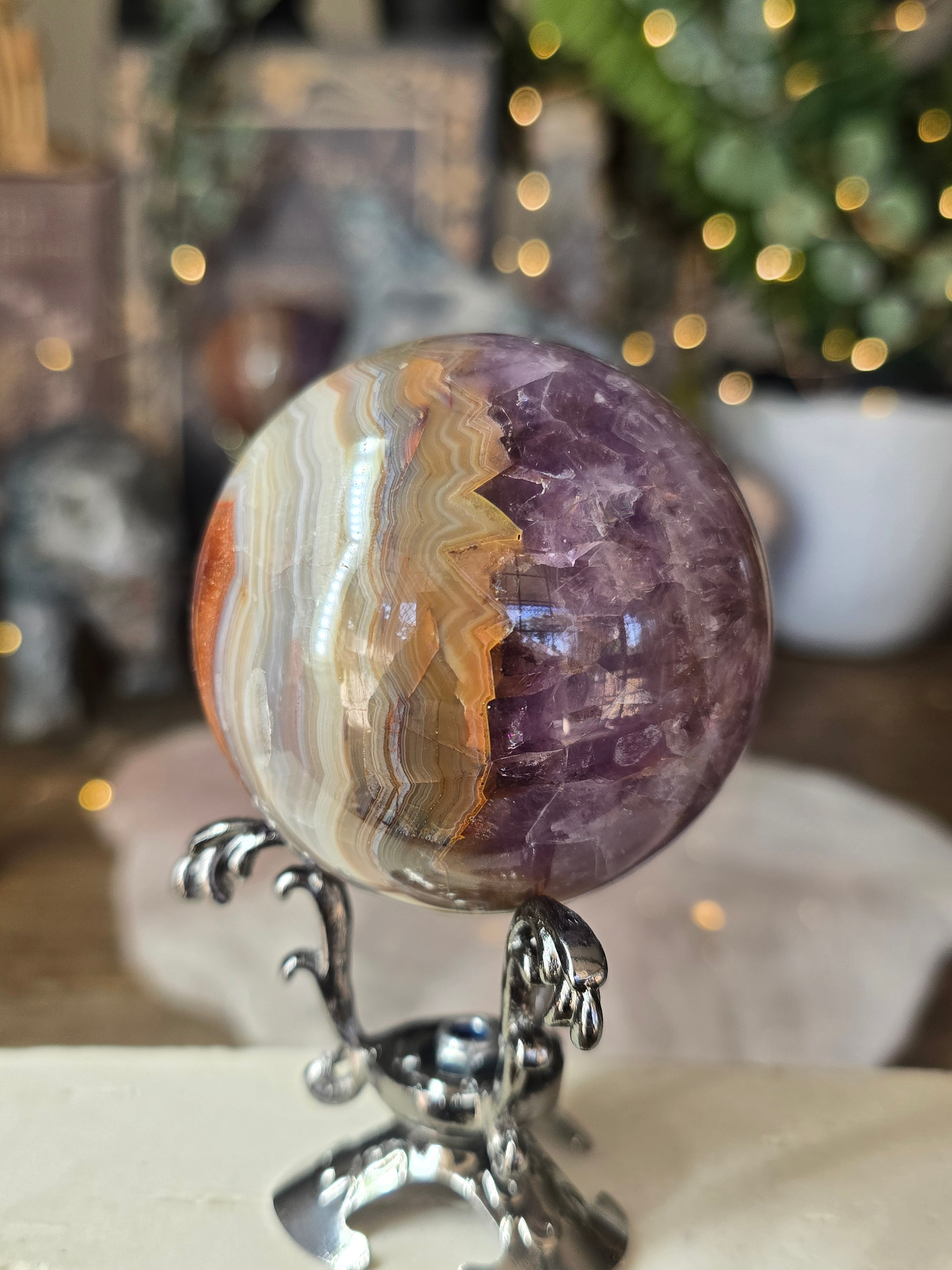 Amethyst & Mexican Agate Sphere #2