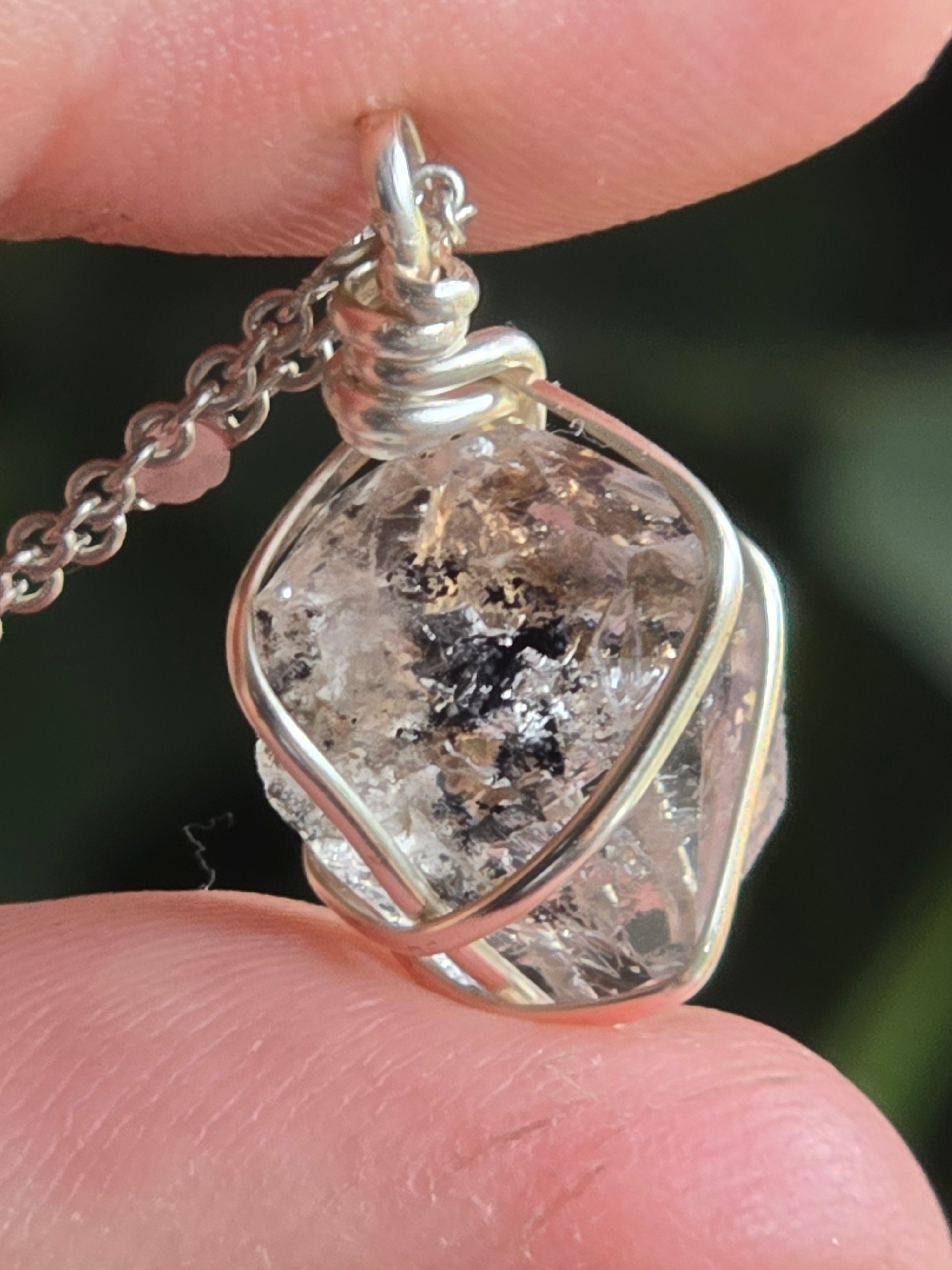 Pakimer Diamond Necklace with black inclusions