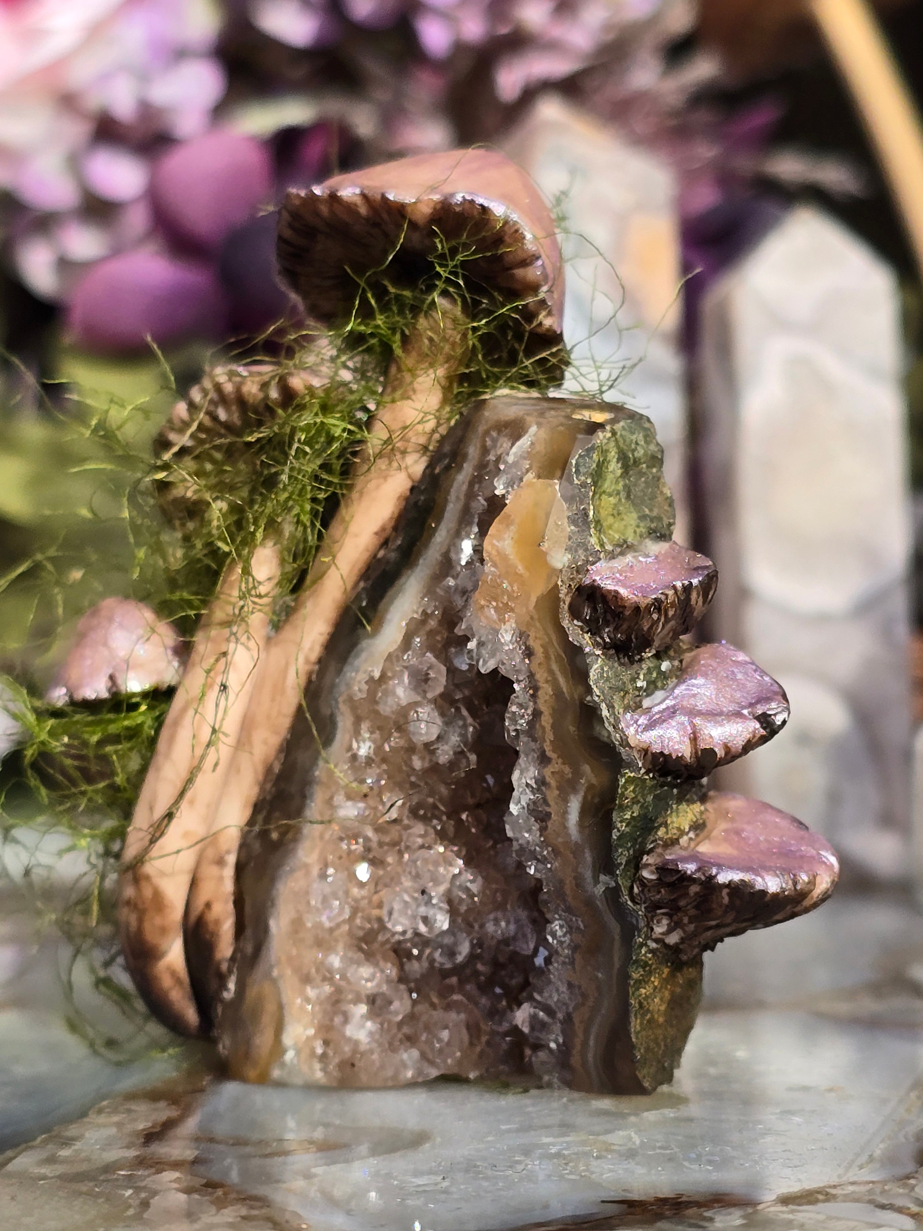 Rainbow Amethyst Mushroom Sculpture