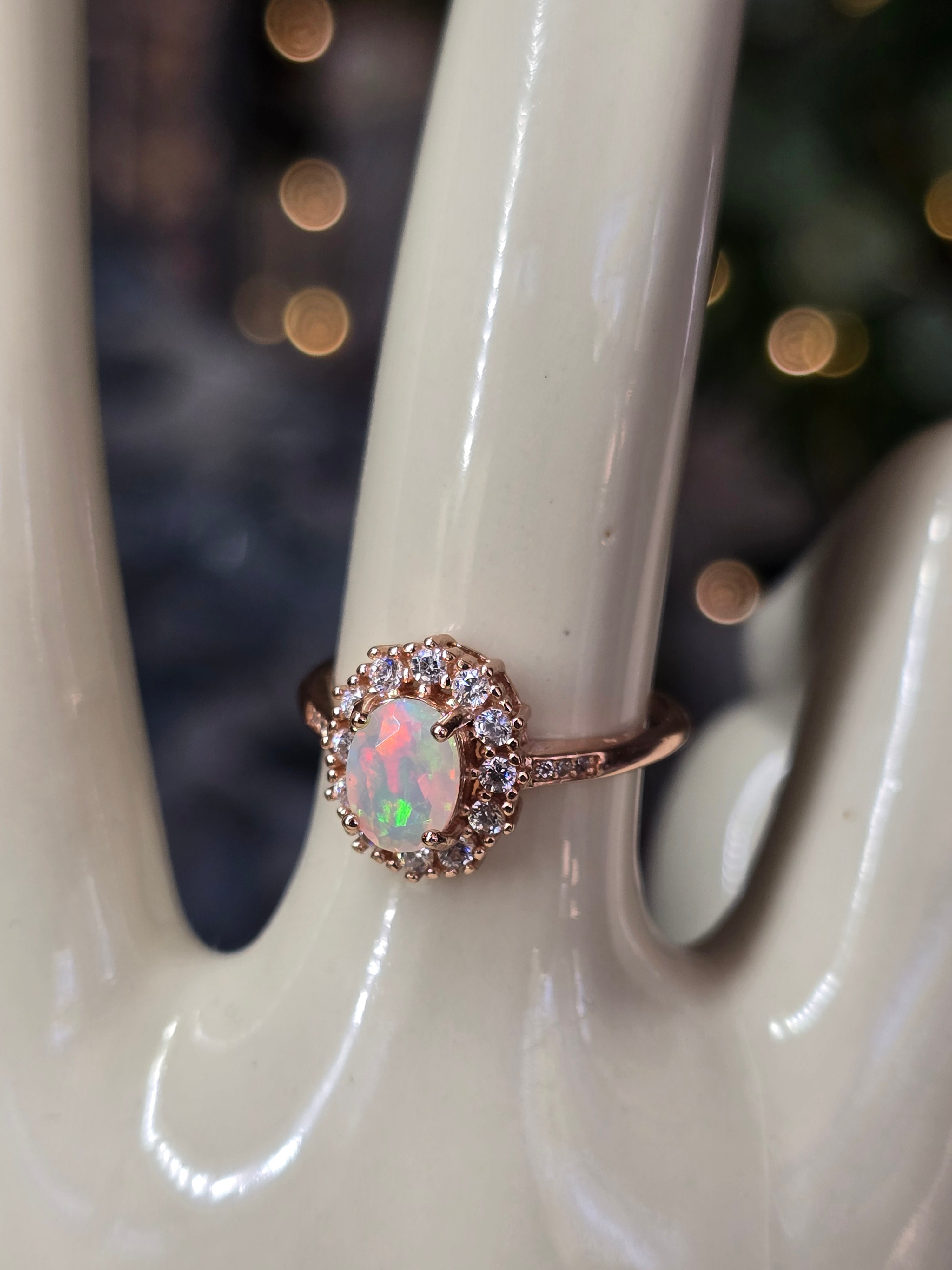 Ethiopian Opal Adustable Ring | Rose Gold Plated Over 925 (#1)