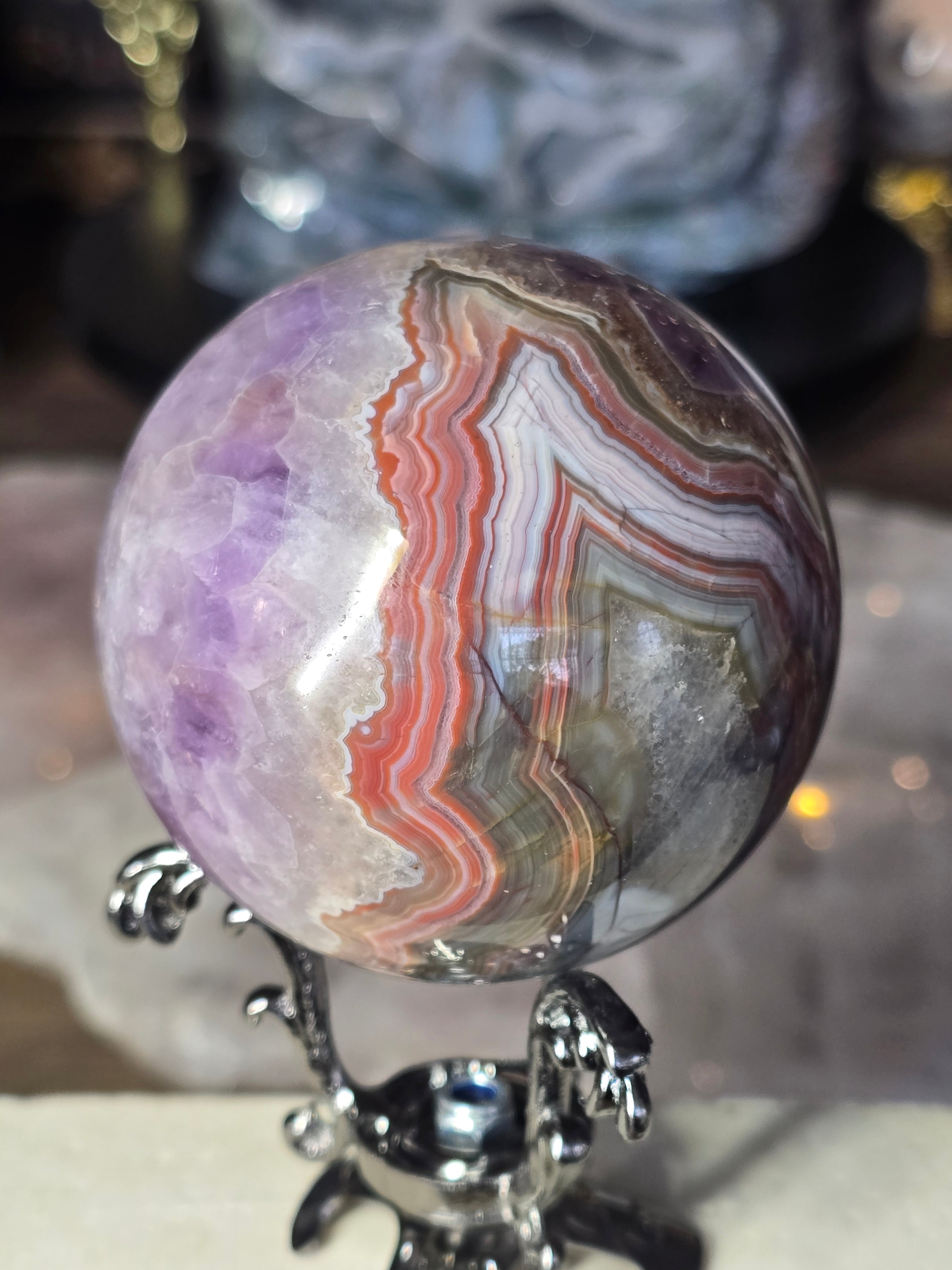 Amethyst & Mexican Agate Sphere #3