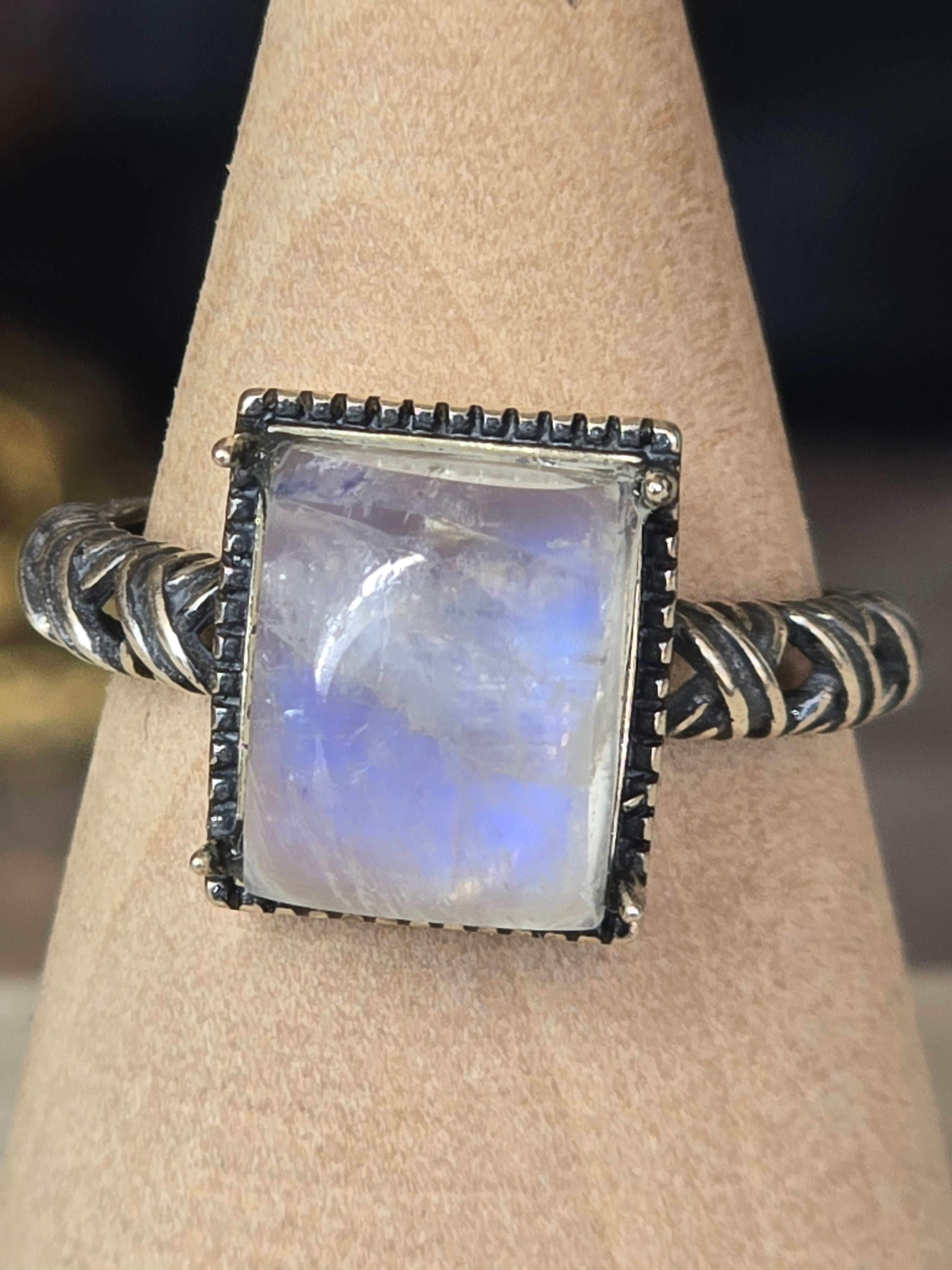 White Moonstone Adustable Ring | Sterling Silver