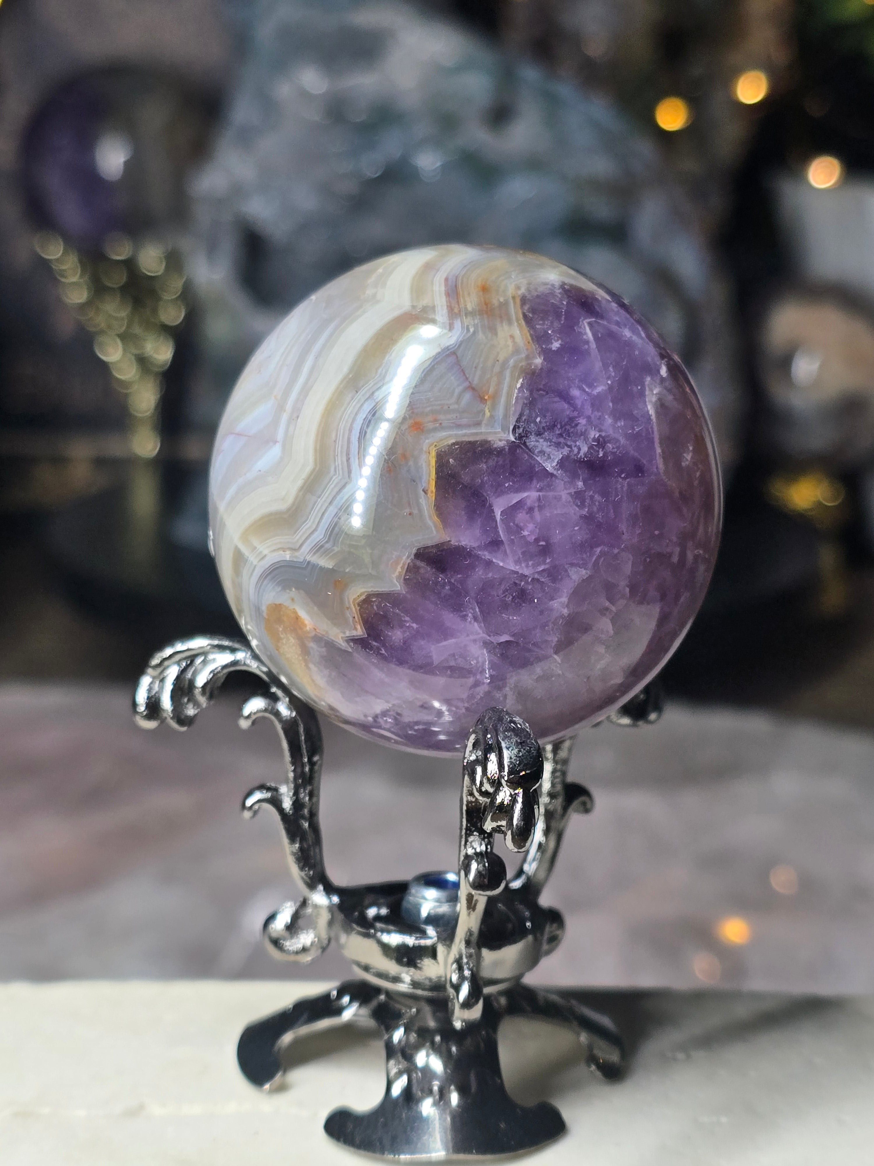 Amethyst & Mexican Agate Sphere #6