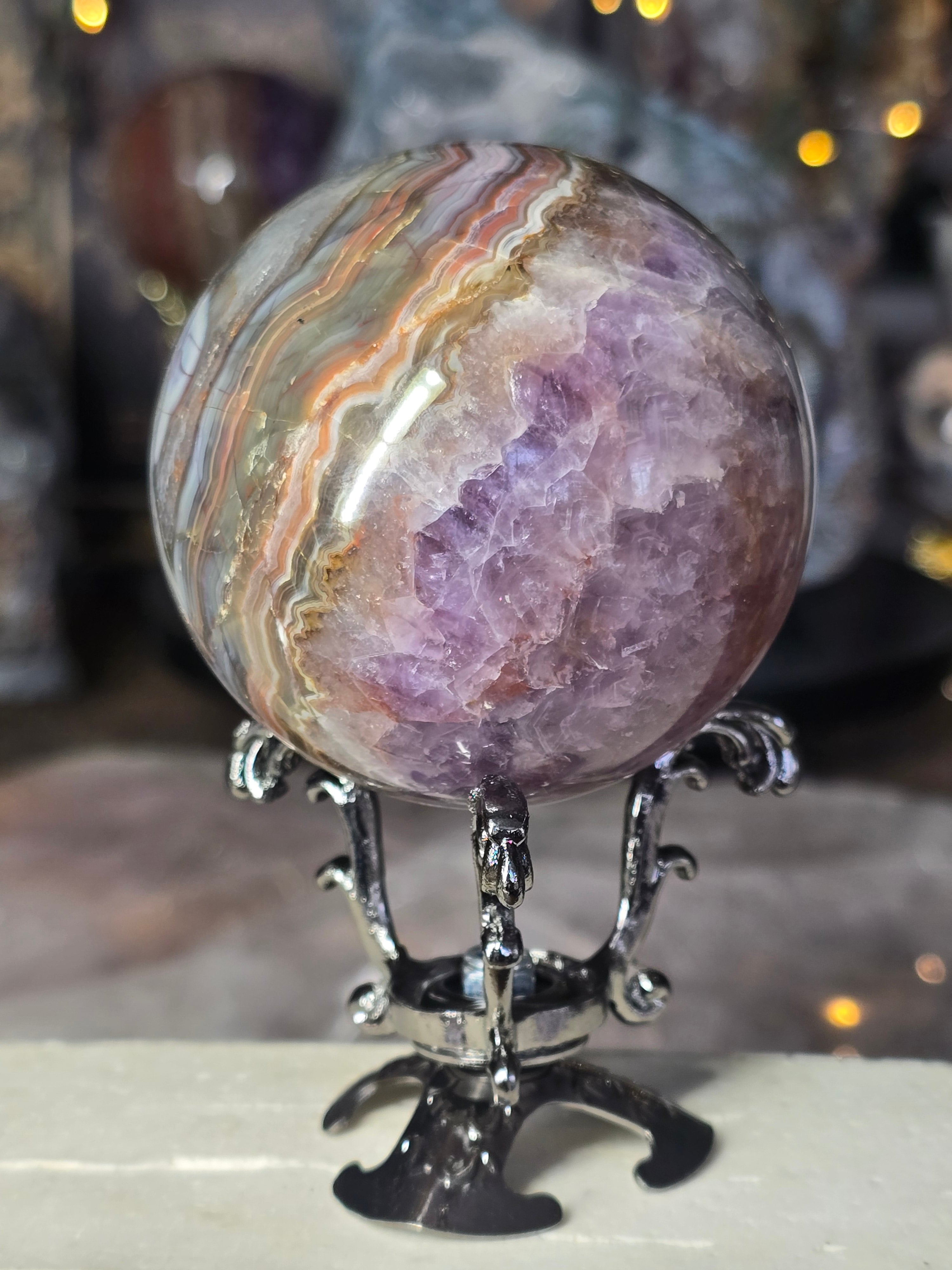 Amethyst & Mexican Agate Sphere #3