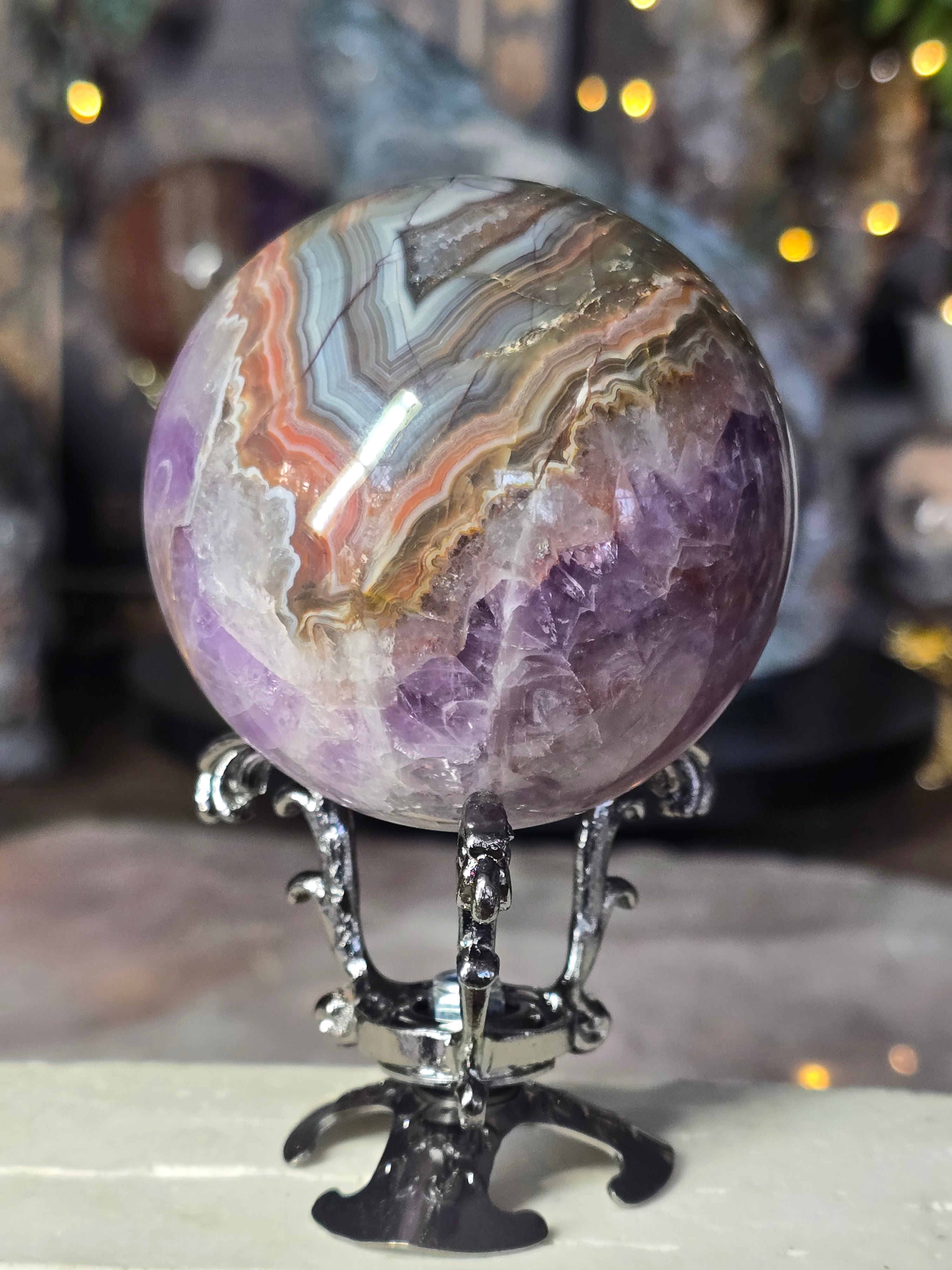 Amethyst & Mexican Agate Sphere #3