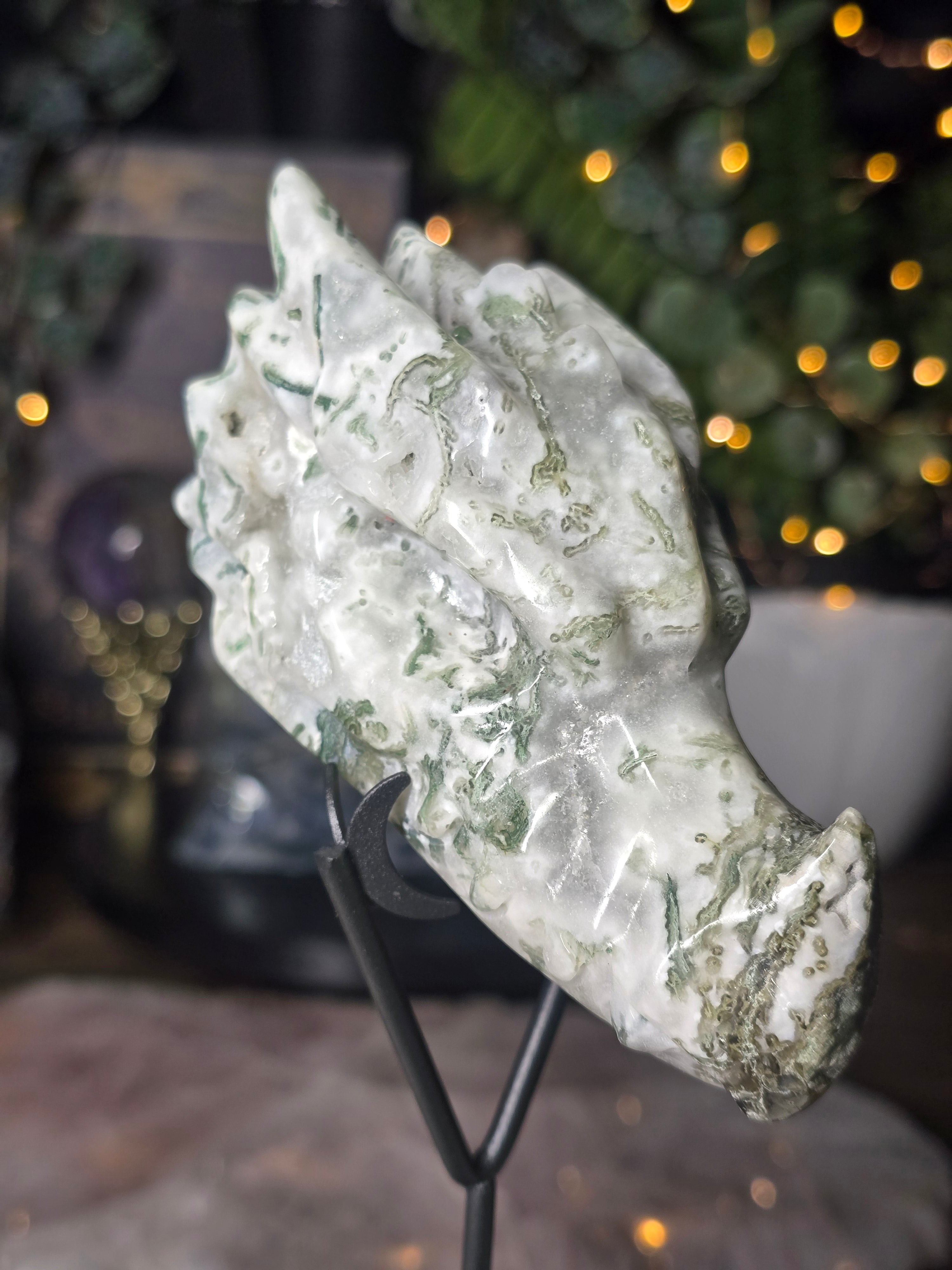 Moss Agate Dragon Head #2