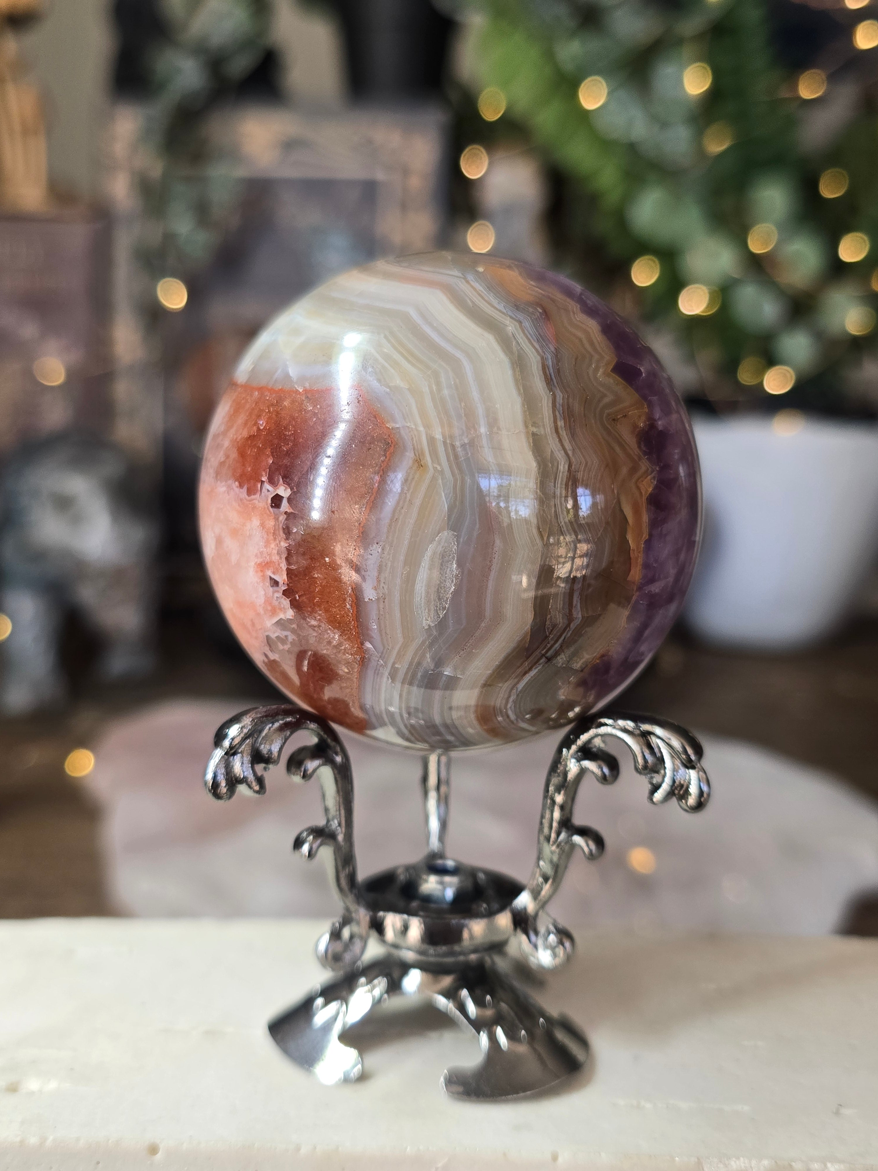 Amethyst & Mexican Agate Sphere #2