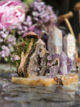 Rainbow Amethyst Mushroom Sculpture