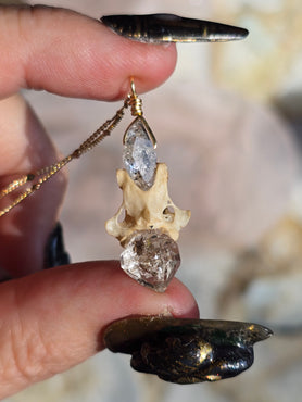 Herkimer Diamond & Vertebrae Necklace #2 Gold