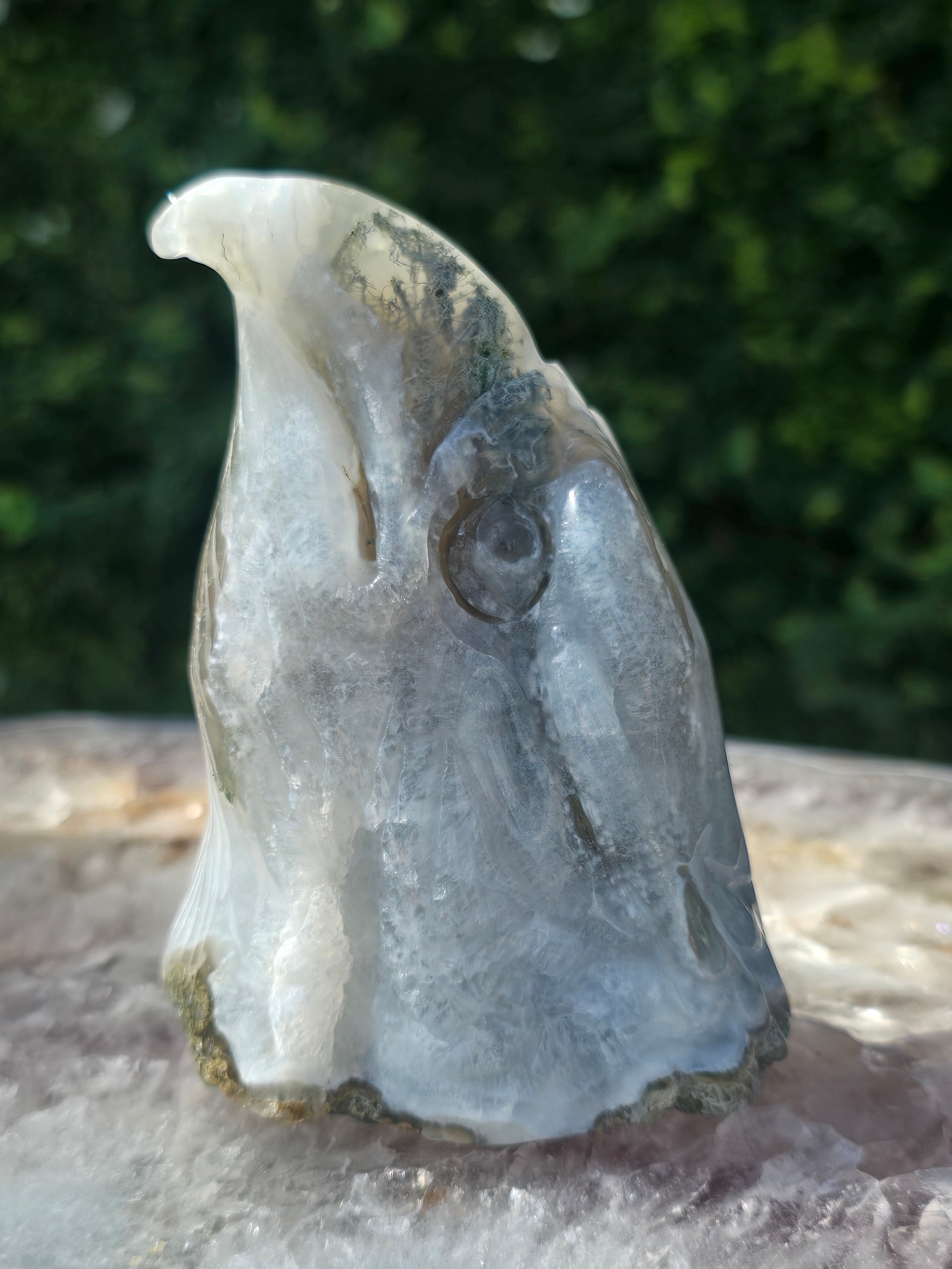 Moss Agate Eagle Head