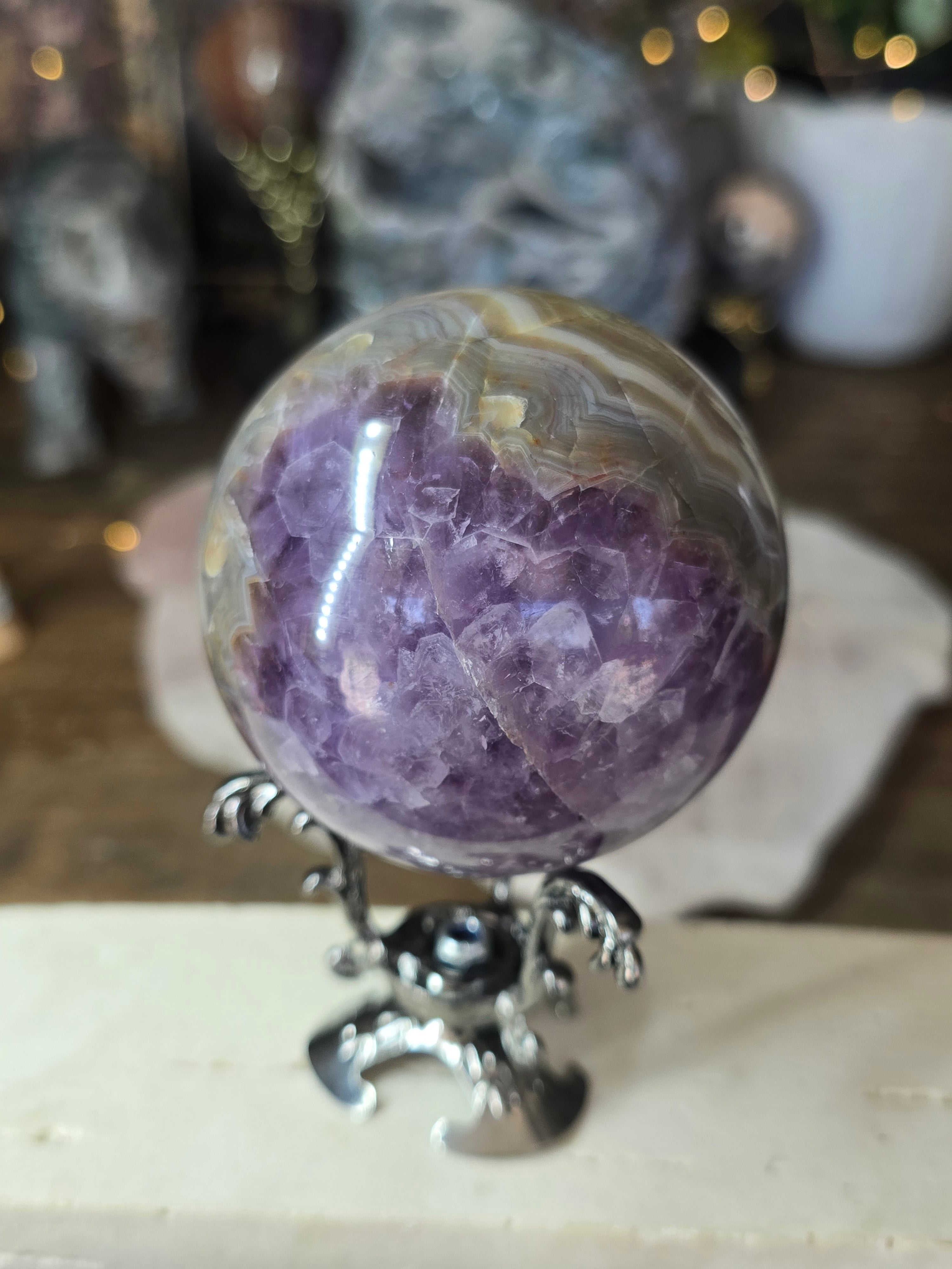 Amethyst & Mexican Agate Sphere #1