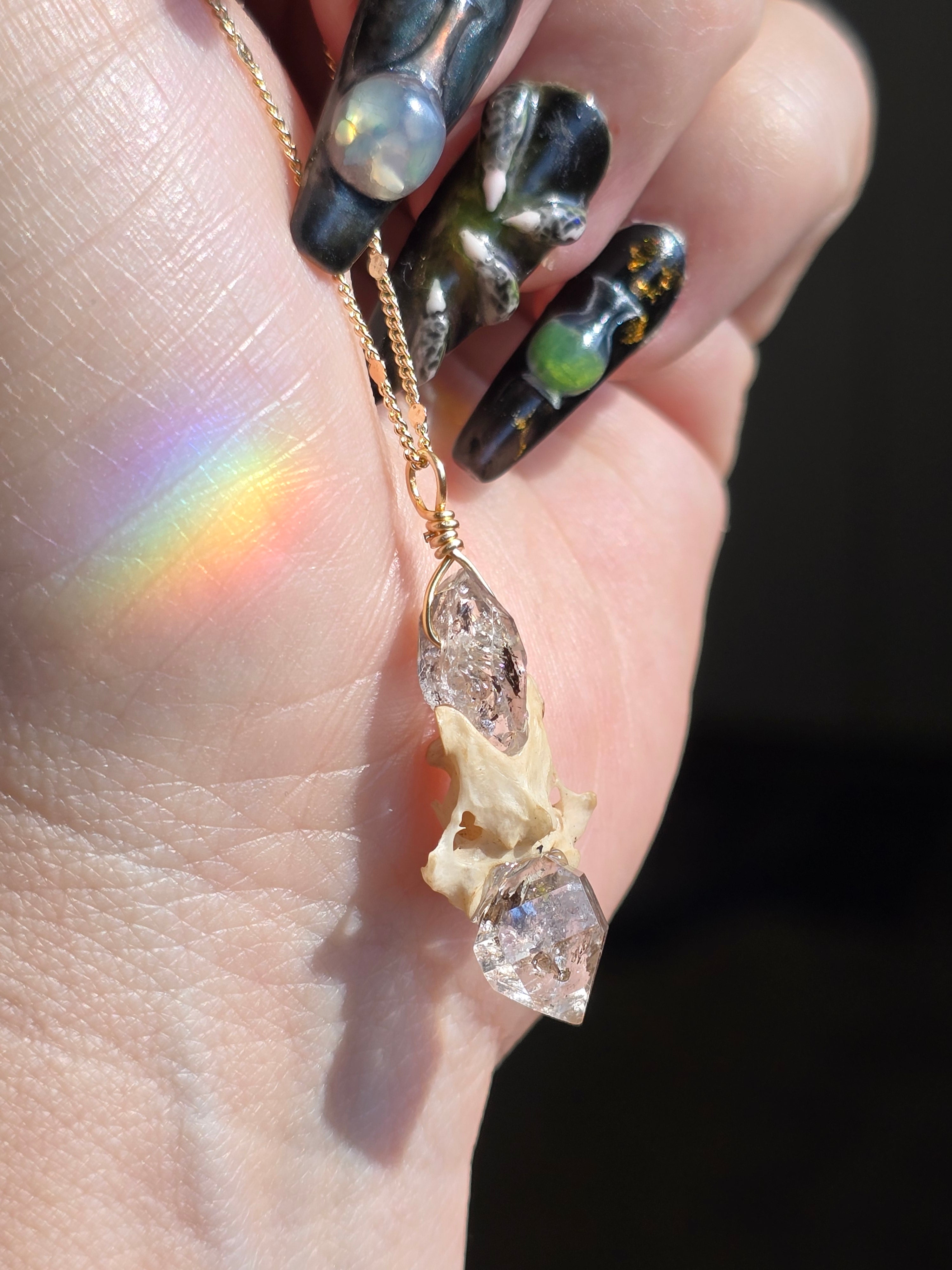 Herkimer Diamond & Vertebrae Necklace #2 Gold