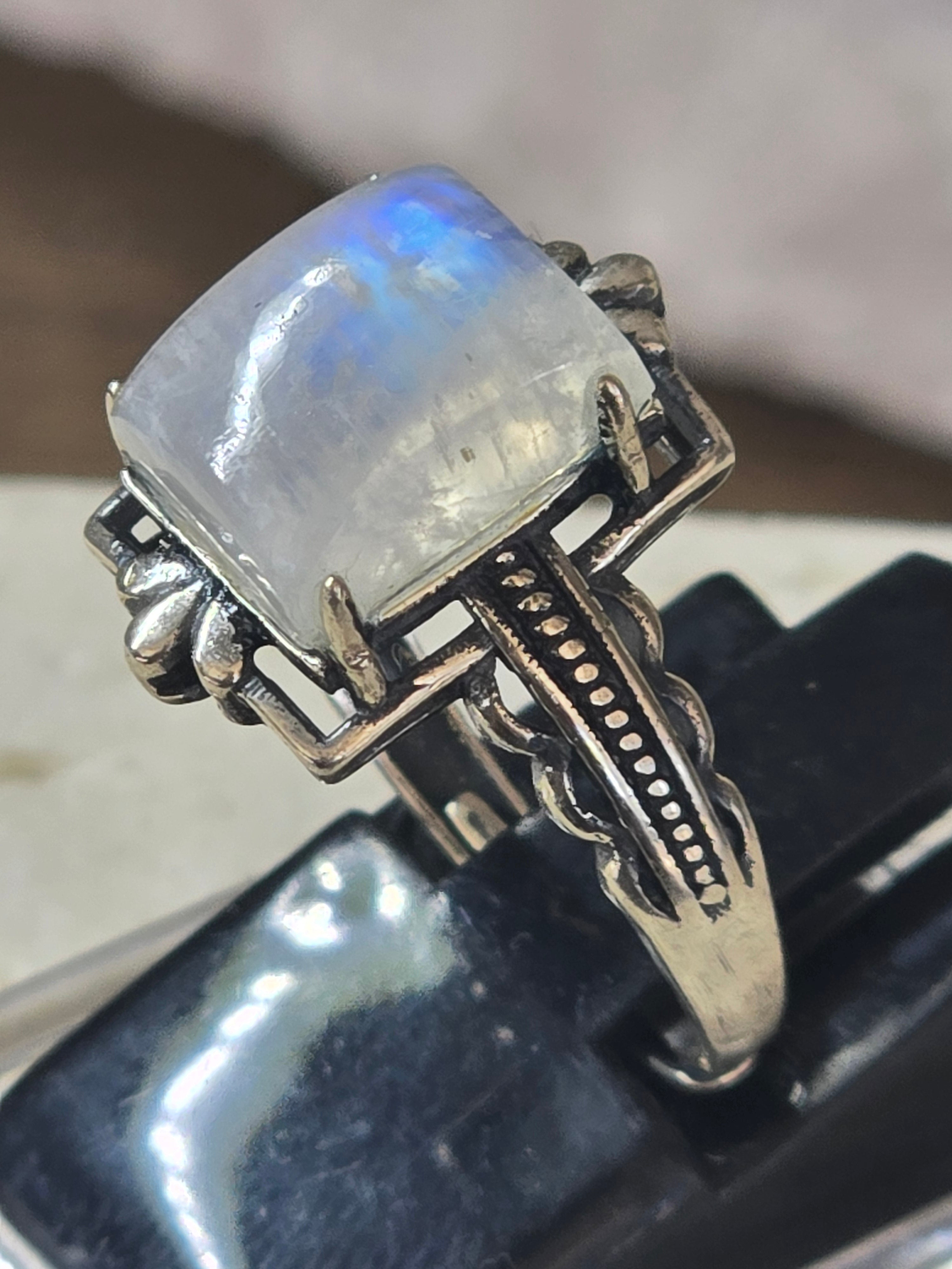 White Moonstone Adustable Ring | Sterling Silver