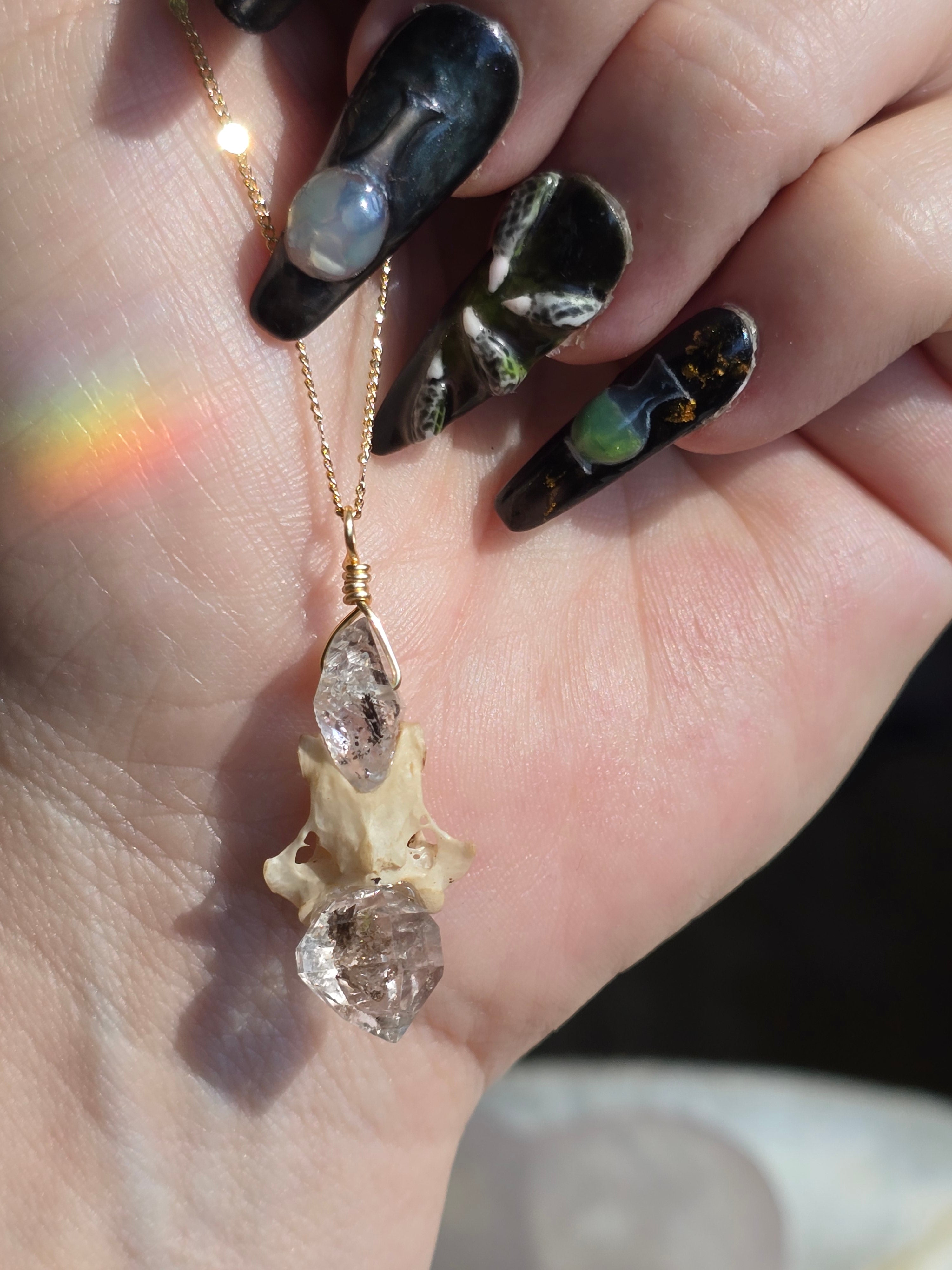 Herkimer Diamond & Vertebrae Necklace #2 Gold