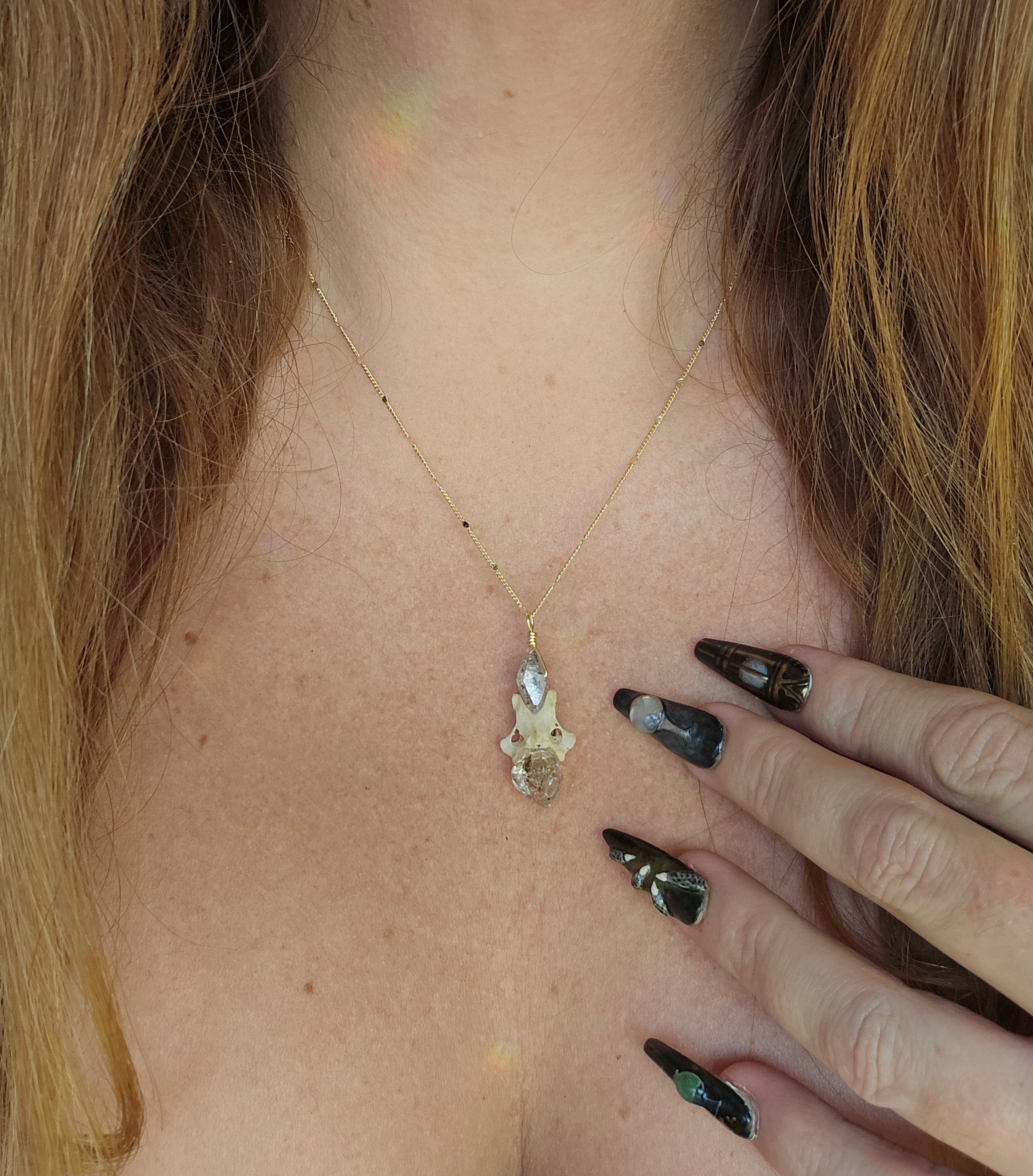 Herkimer Diamond & Vertebrae Necklace #2 Gold