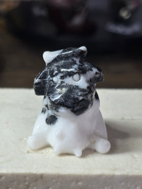 Moo Cow Carving in Zebra Jasper