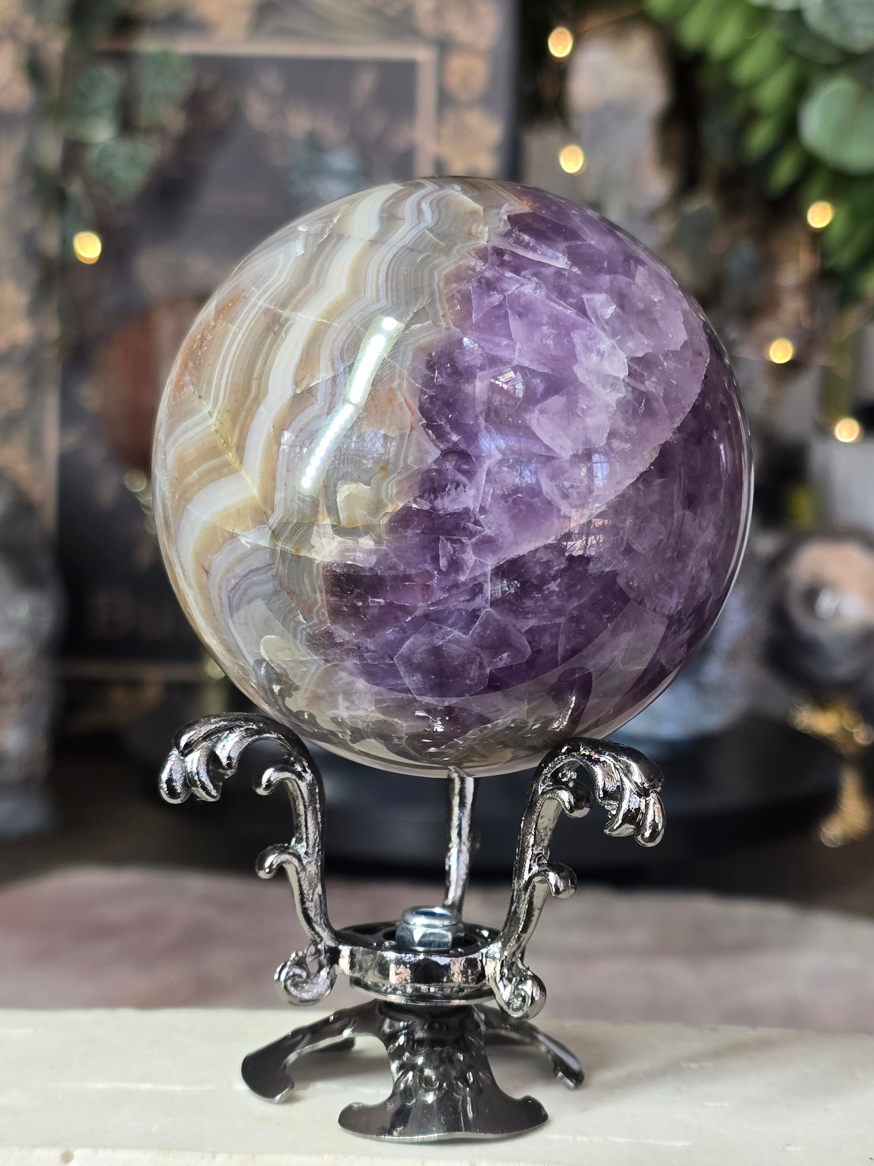 Amethyst & Mexican Agate Sphere #1