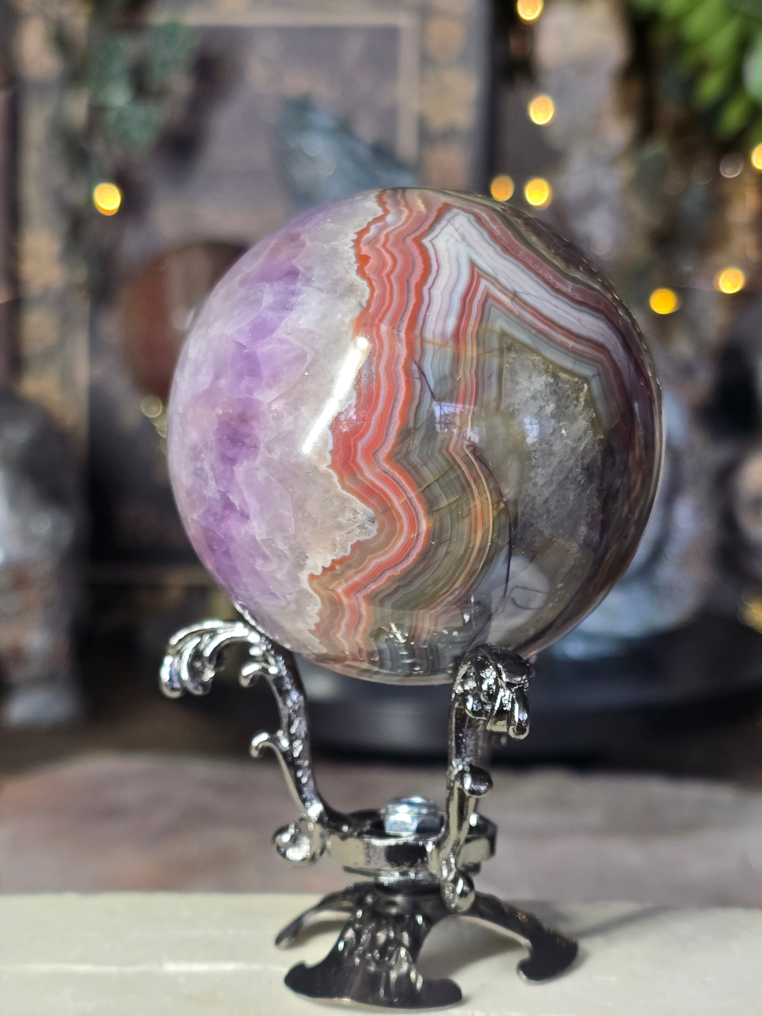 Amethyst & Mexican Agate Sphere #3