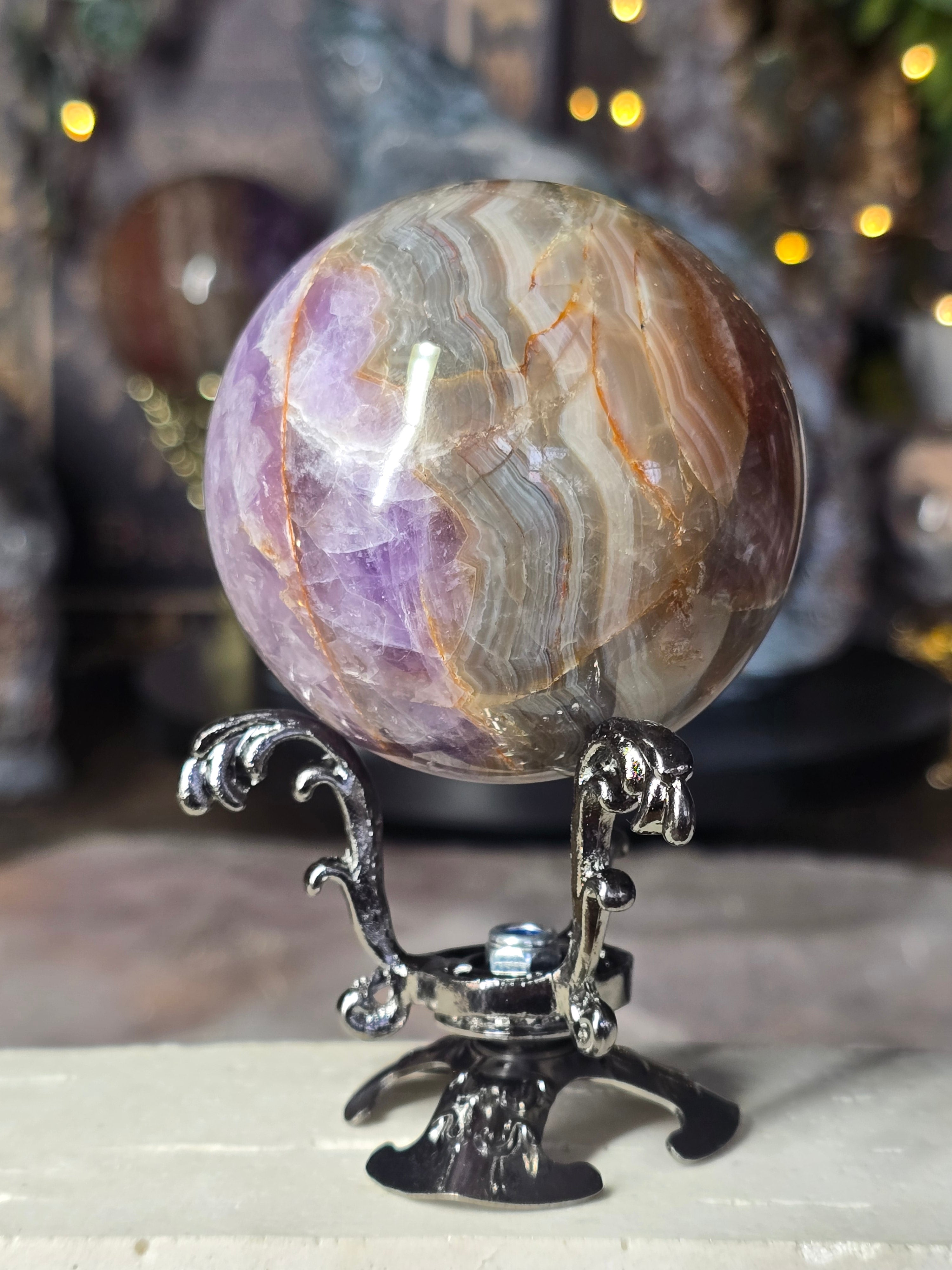 Amethyst & Mexican Agate Sphere #4