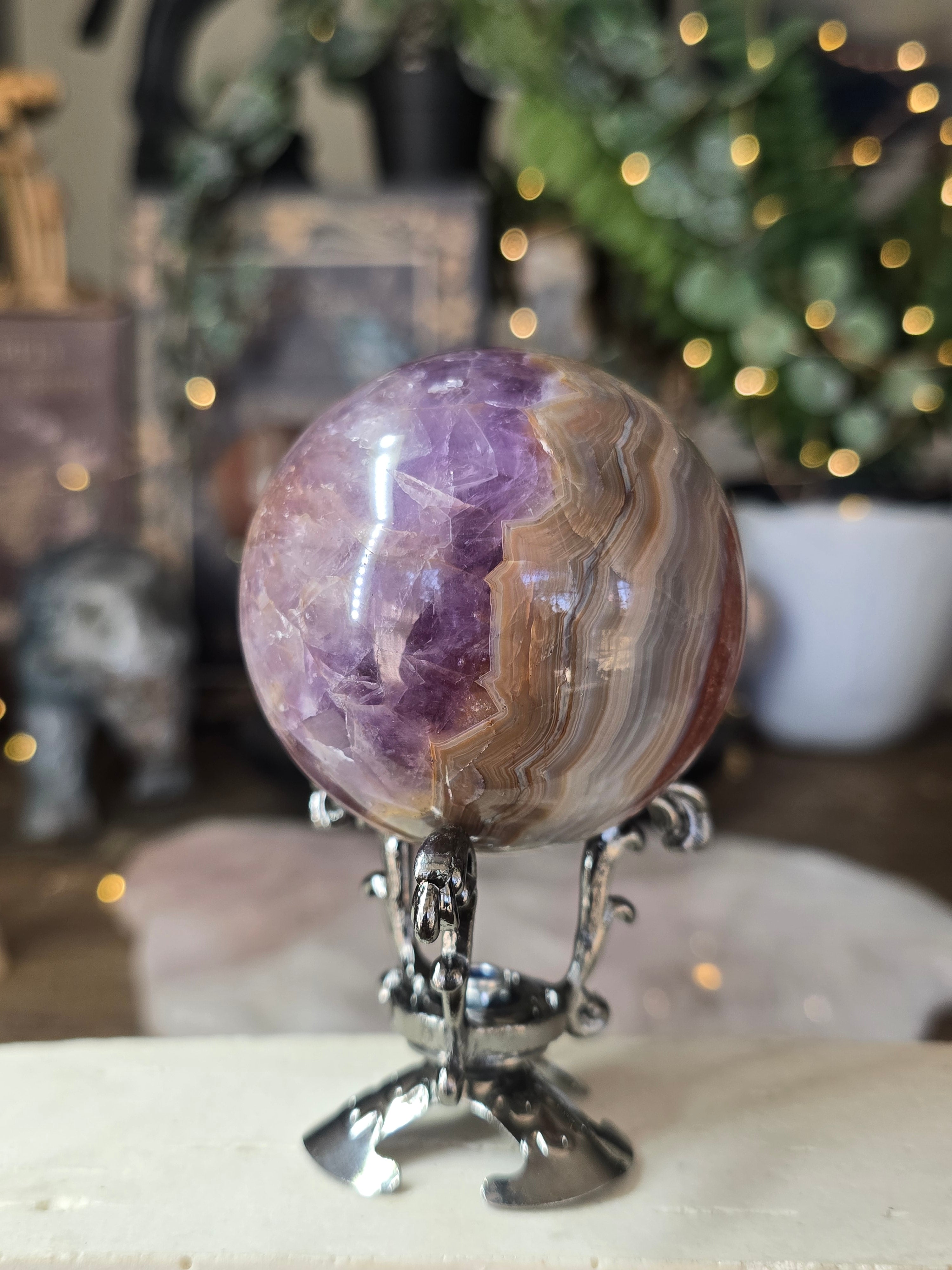 Amethyst & Mexican Agate Sphere #2