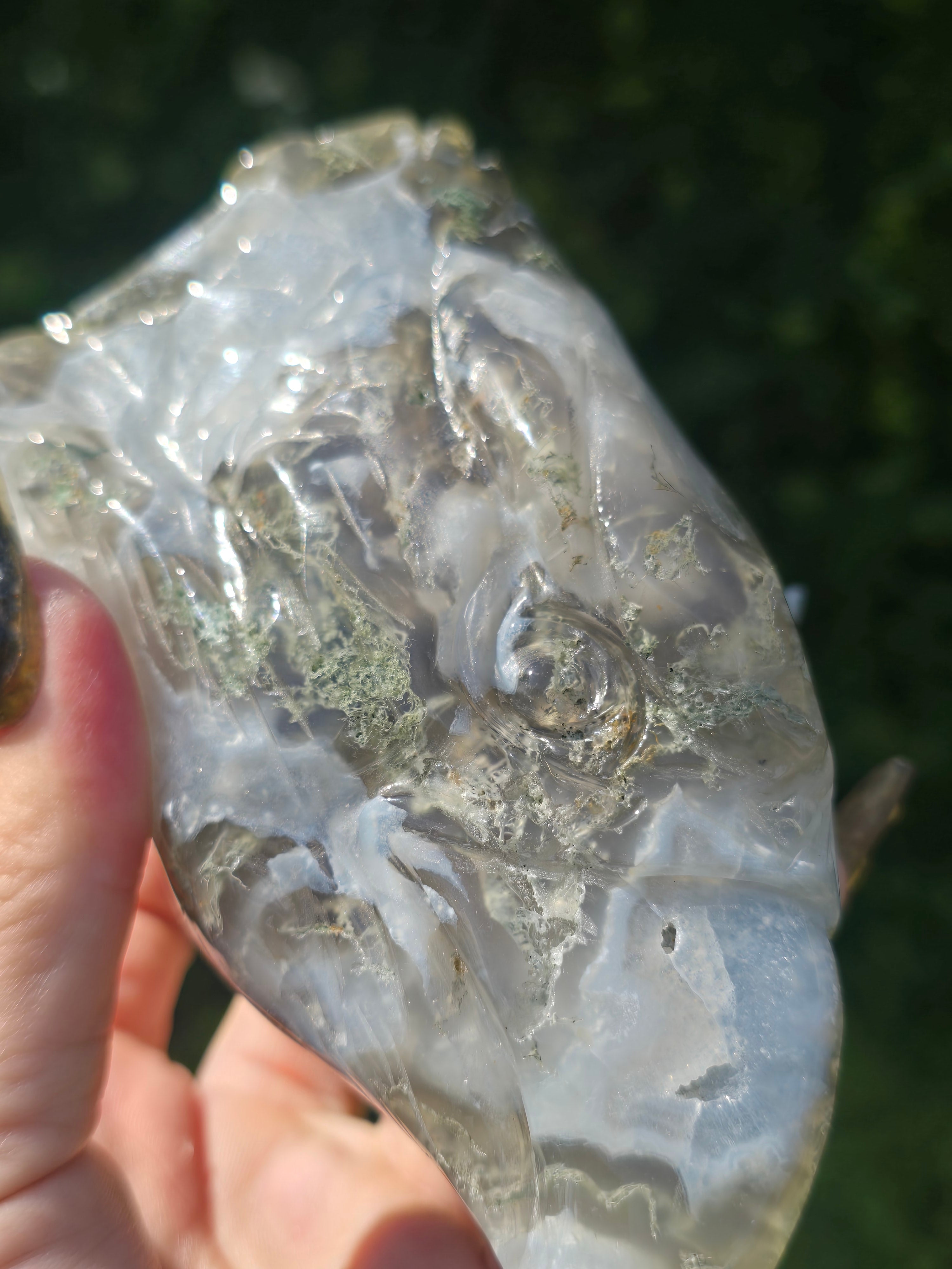 Moss Agate Eagle Head