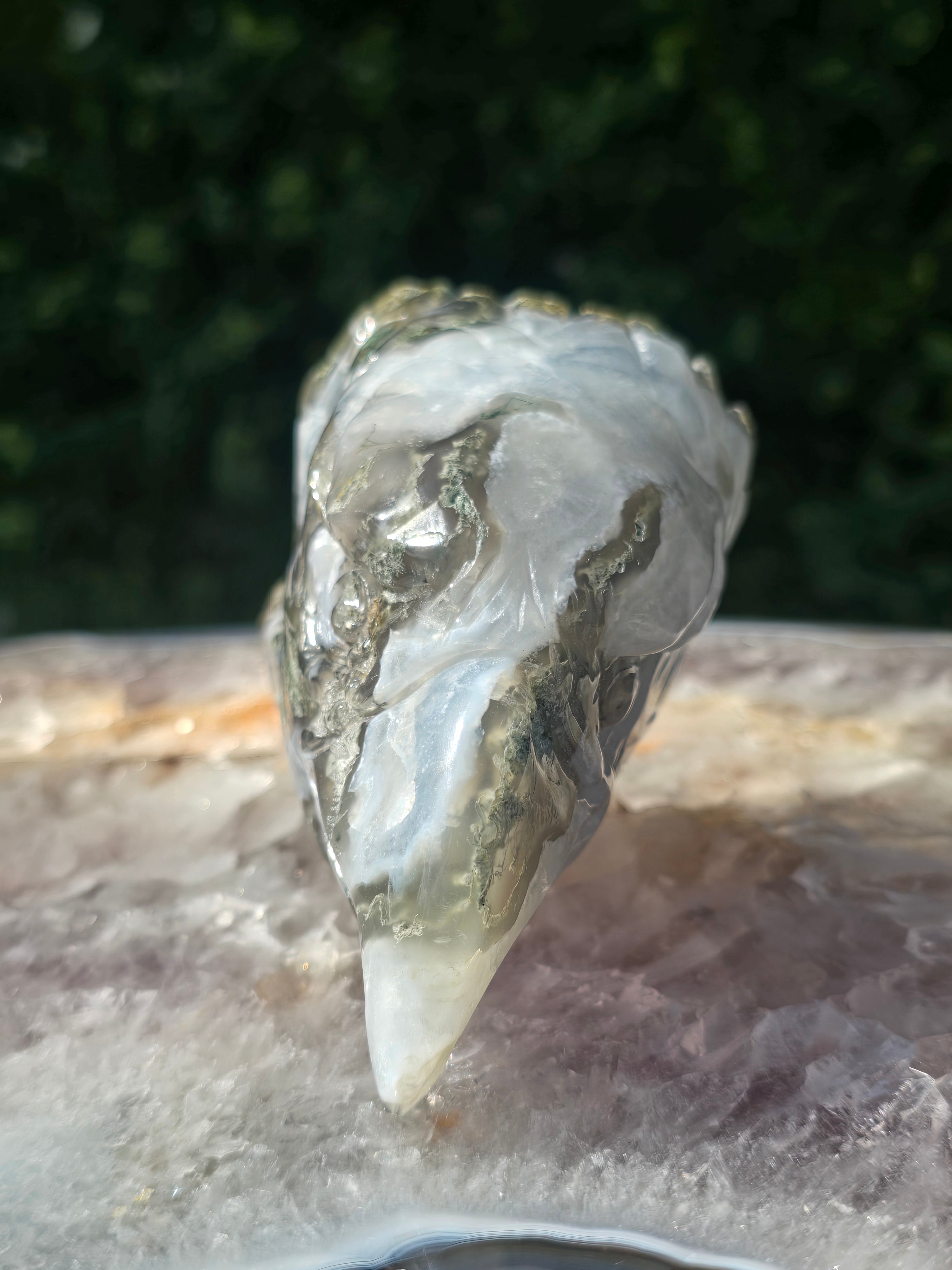 Moss Agate Eagle Head