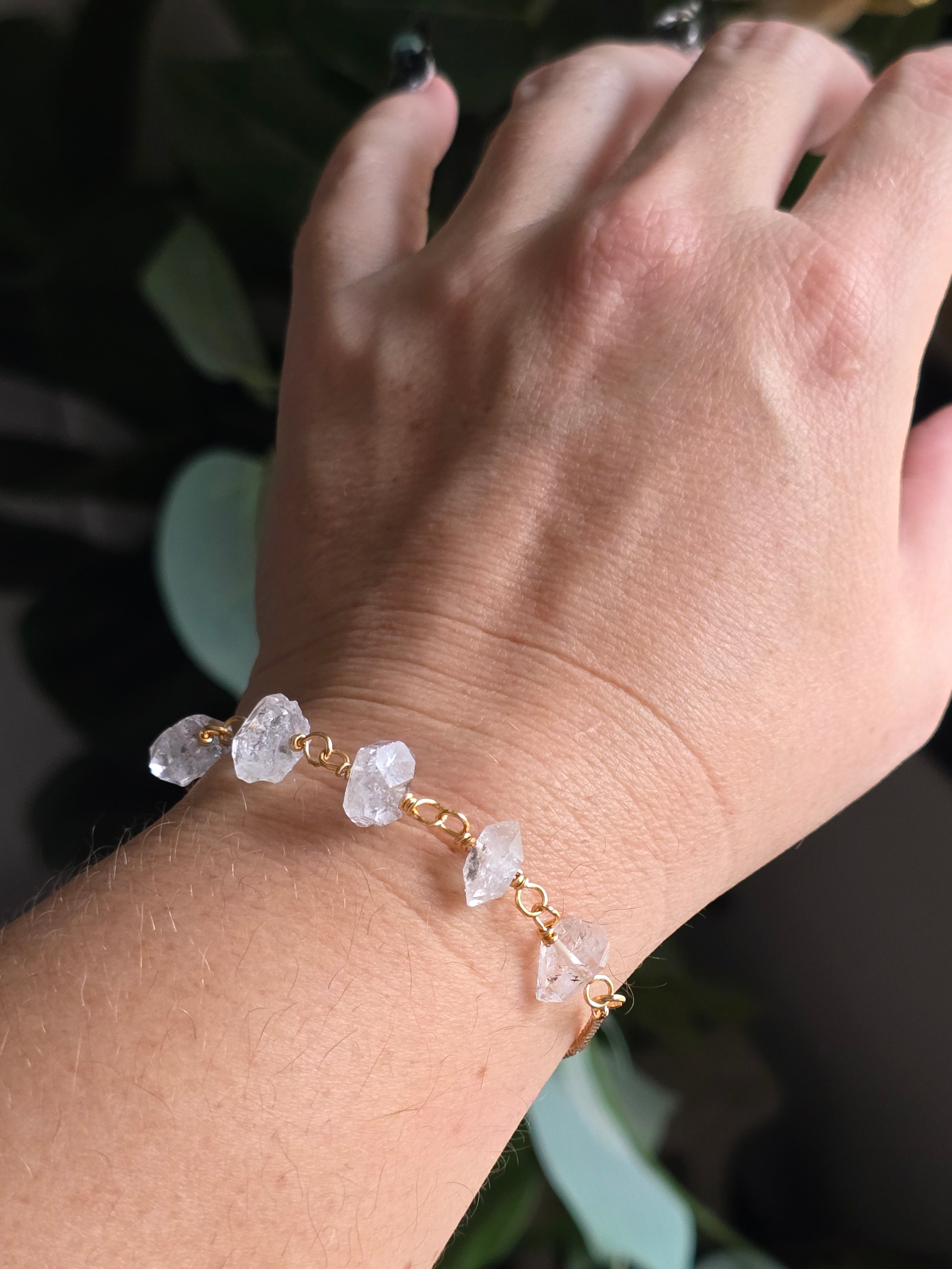 Herkimer Diamond Adjustable Bracelet | Gold